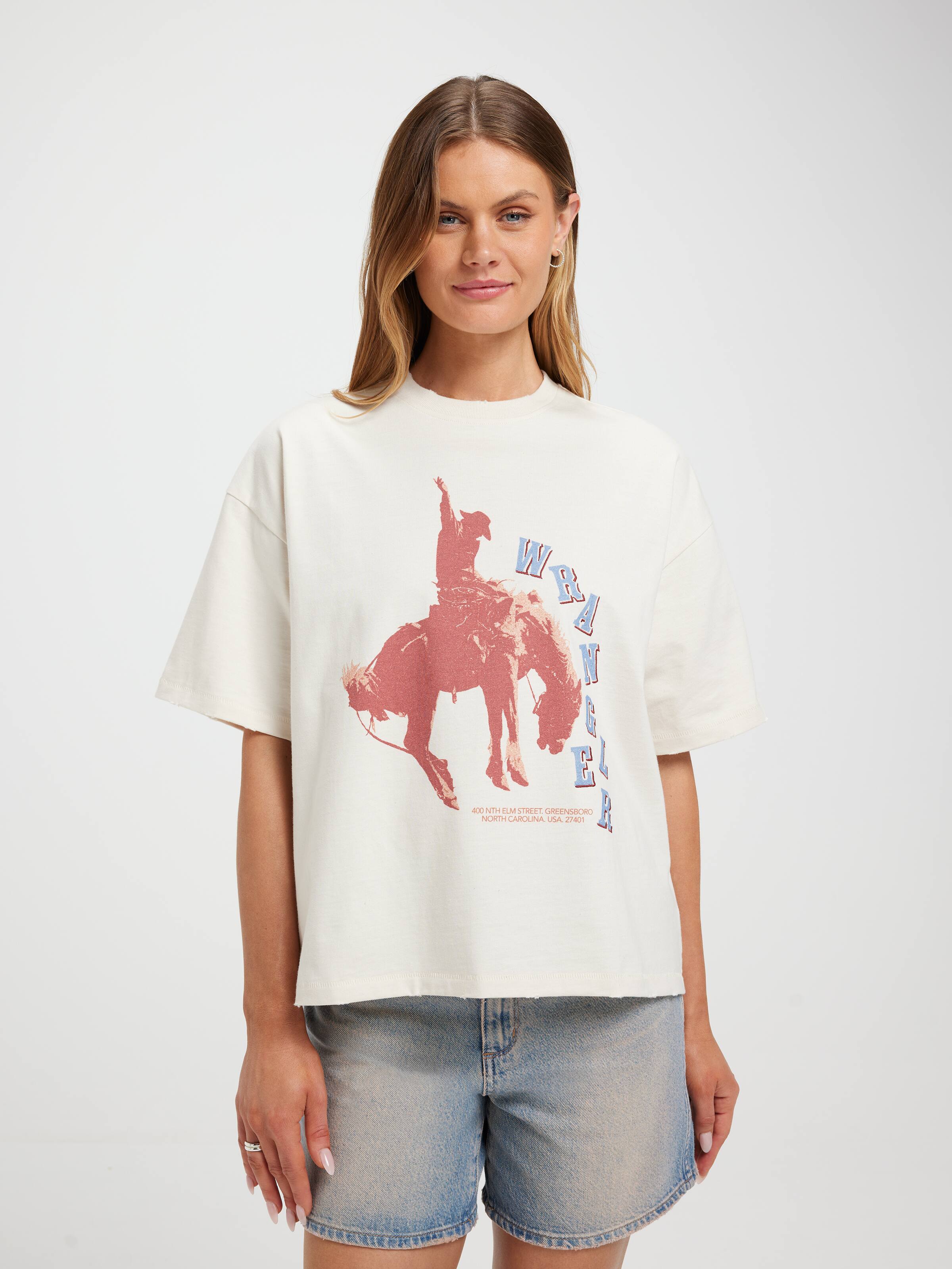 Bucking Boxed Tee In Ecru