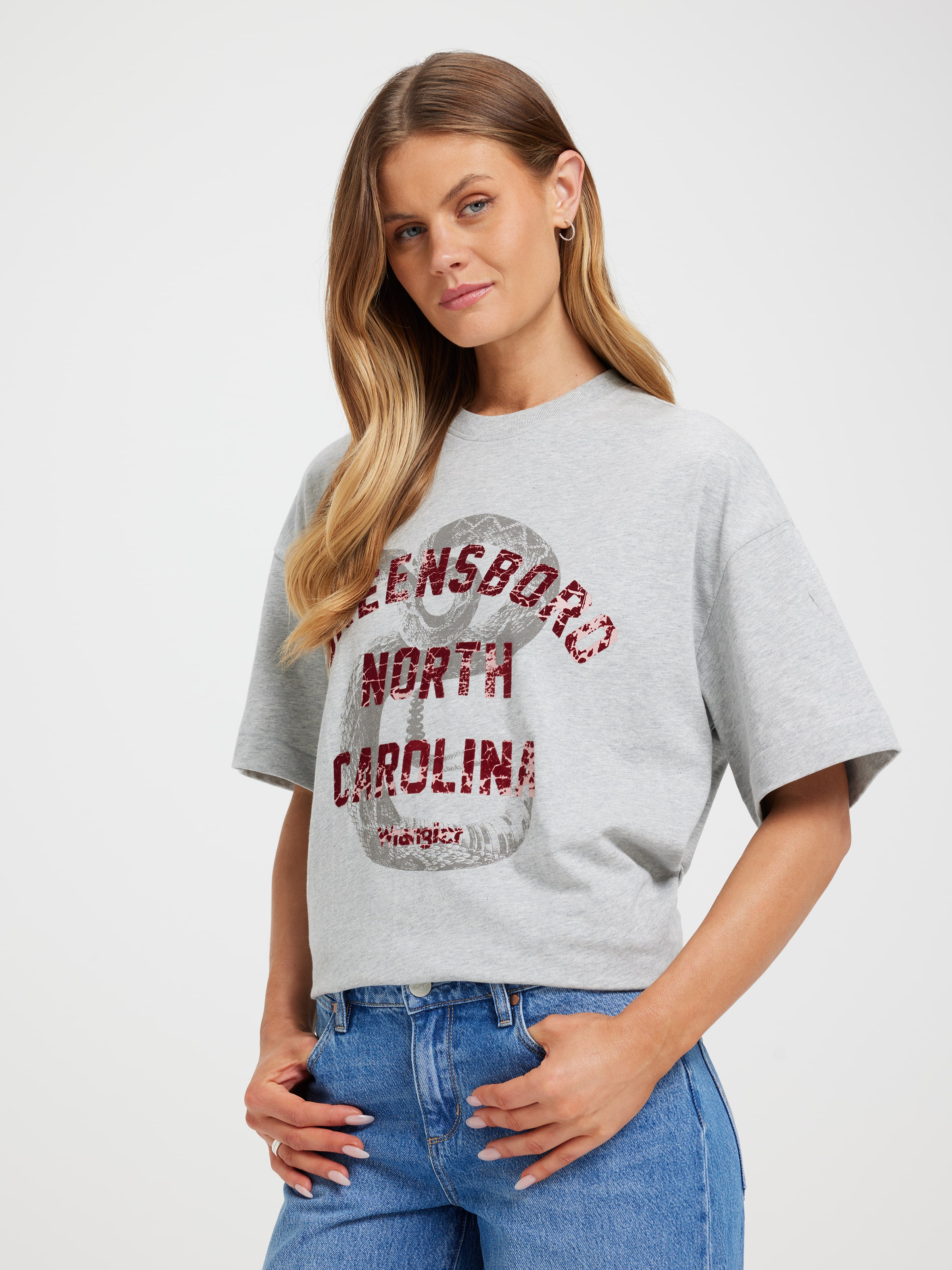 Rattled Boxed Tee In Mid Grey Marle