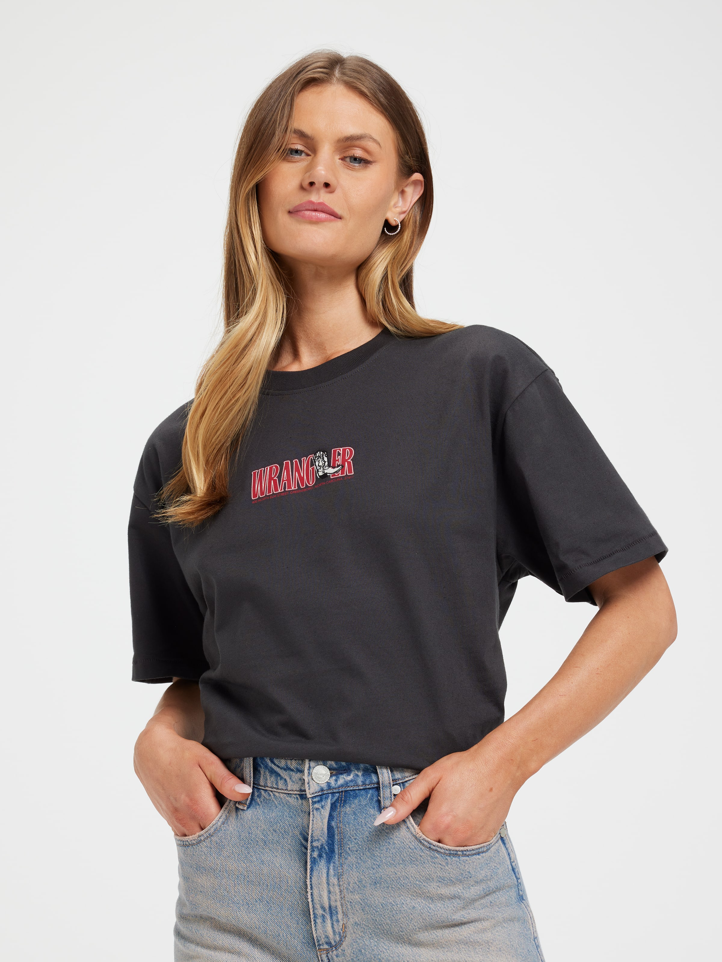 Boot Scootin Slouch Tee In Worn Black