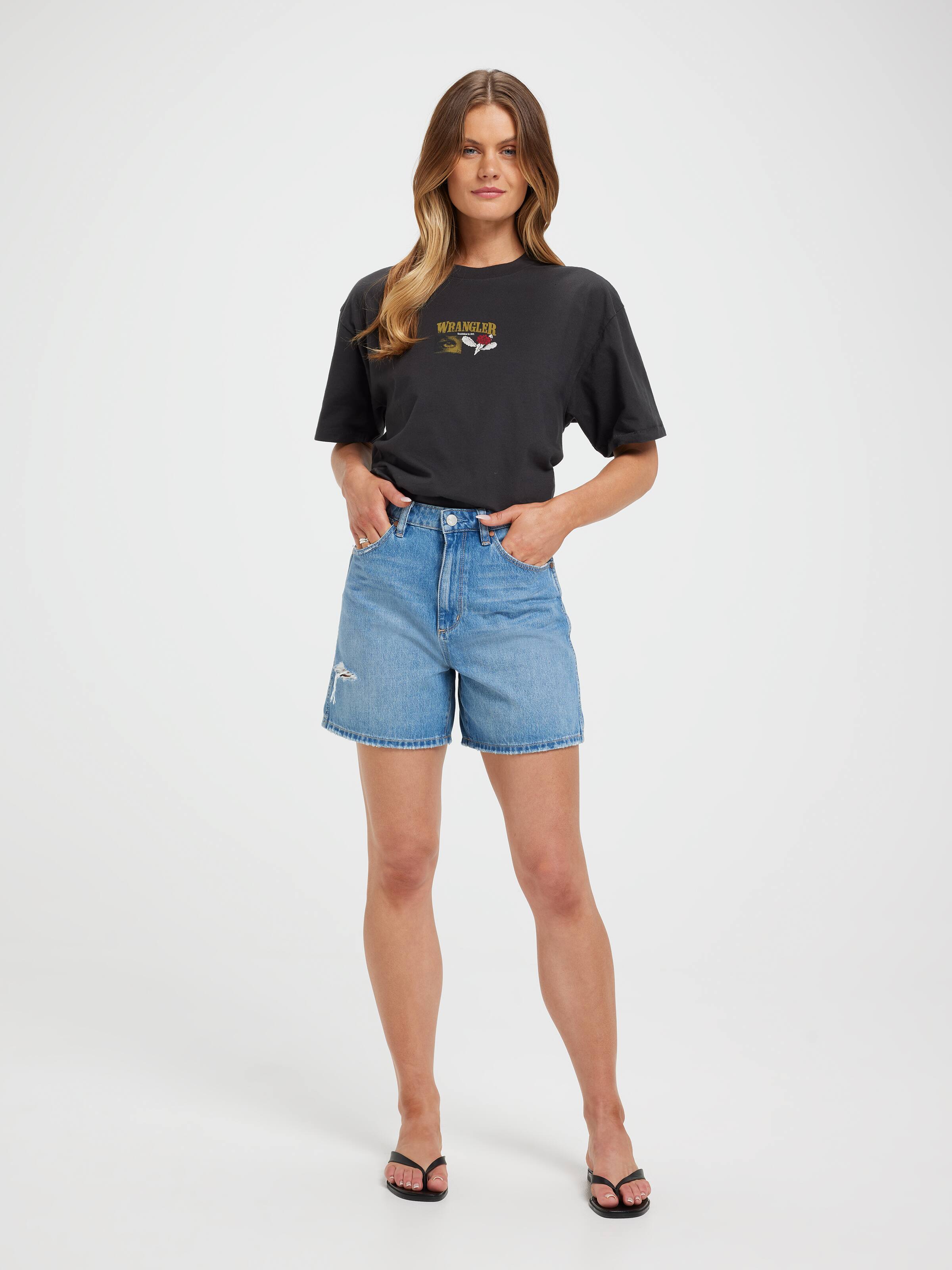 Cactus Cowboy Slouch Tee In Worn Black