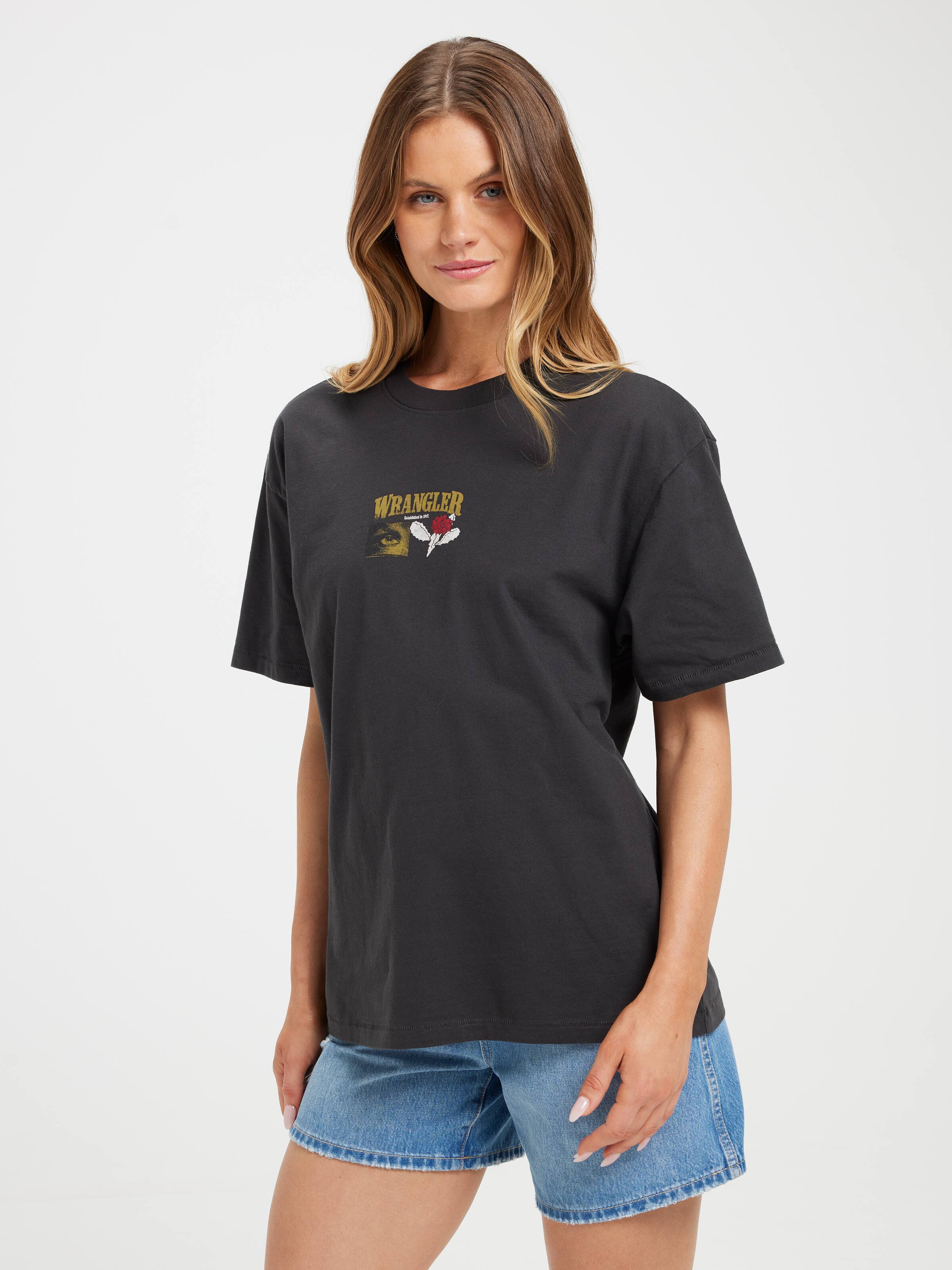 Cactus Cowboy Slouch Tee In Worn Black