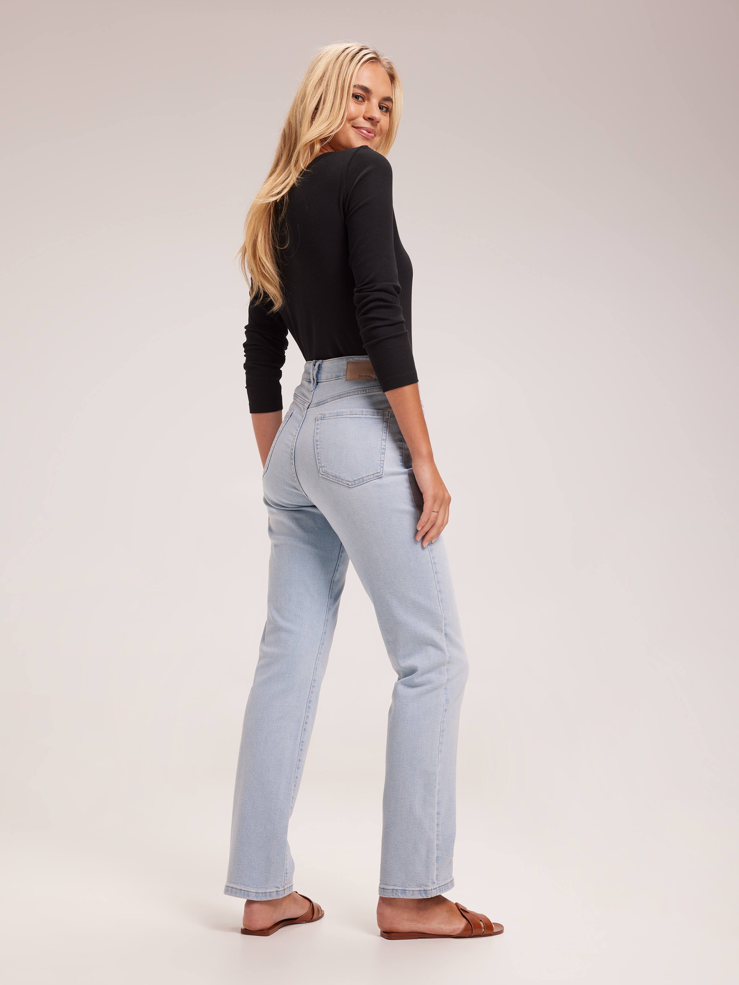 Double Button High Mom Jeans Light Washed Blue Slash - Temu Mexico
