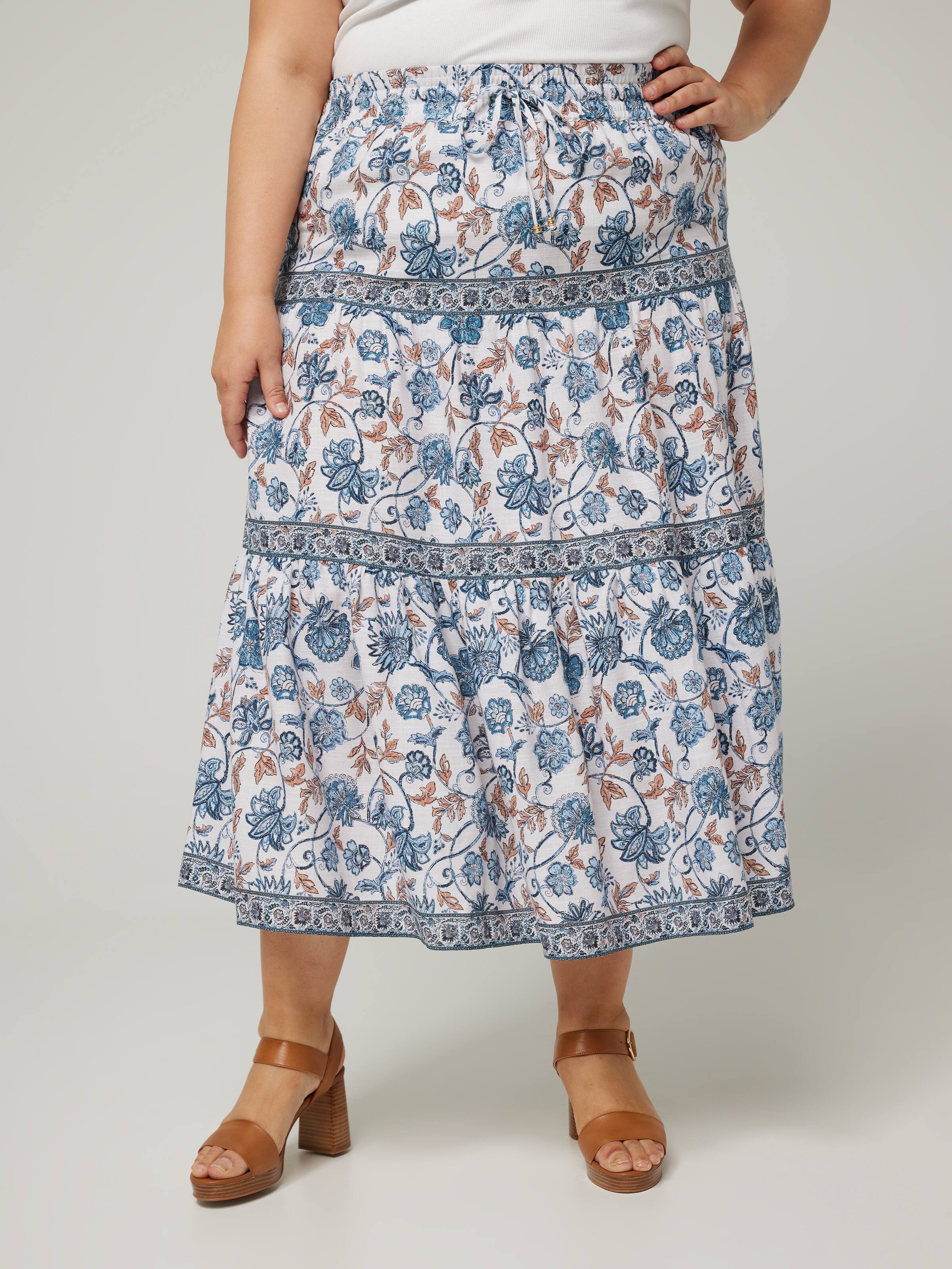Curve Birdie Boho Midi Skirt