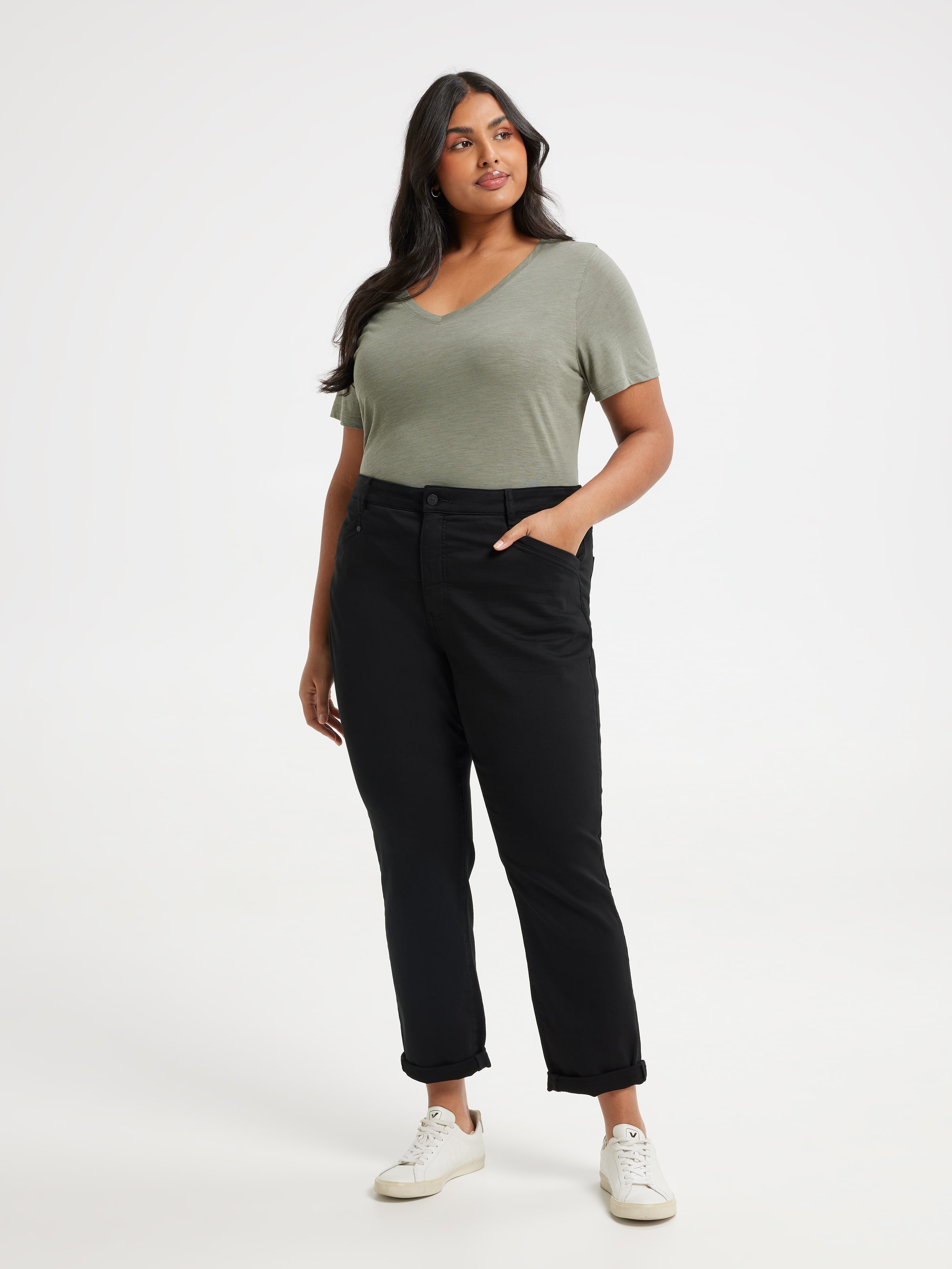 Curve Perfect V Neck Boyfriend Tee