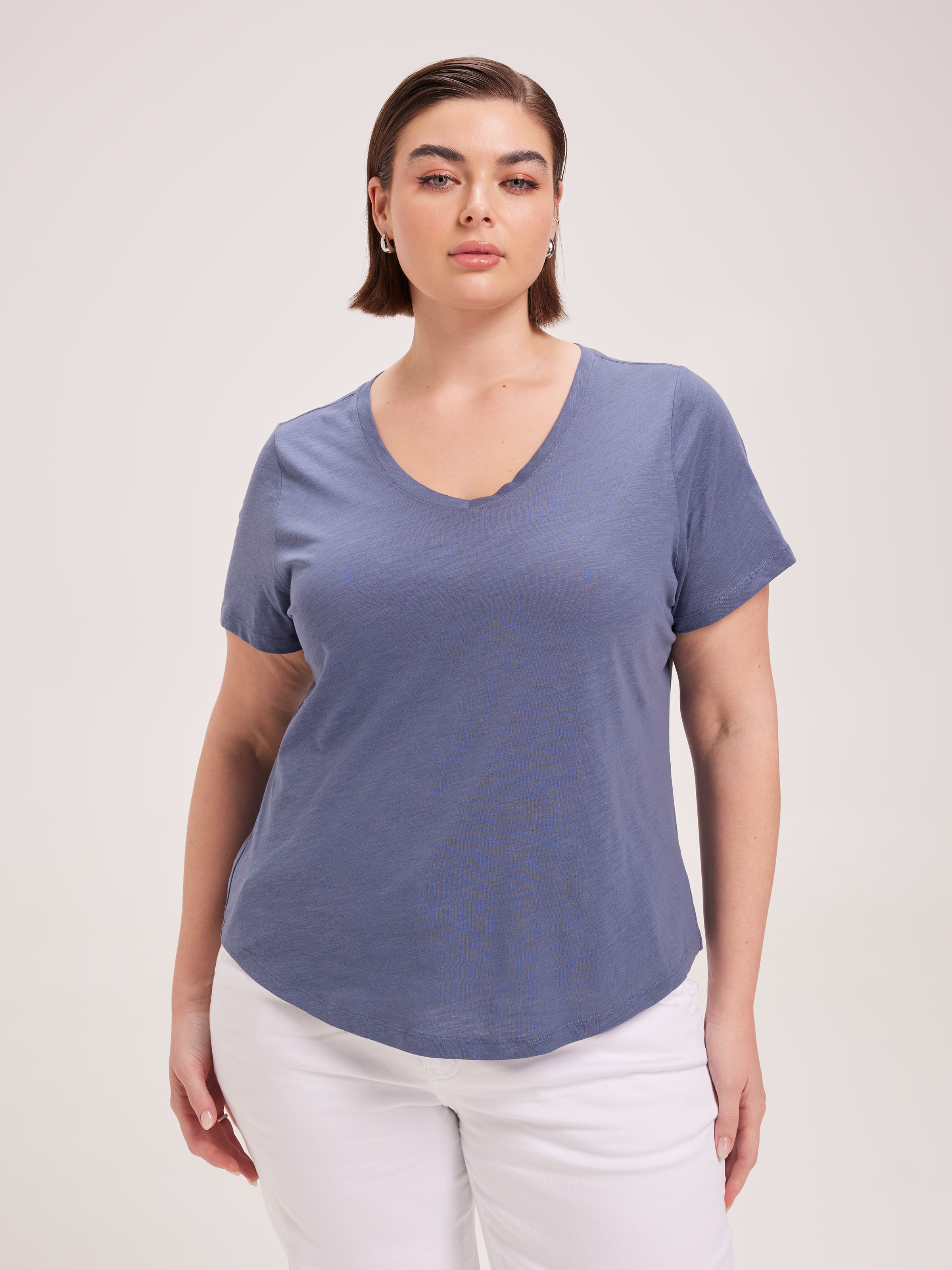 Curve Perfect V Neck Boyfriend Tee