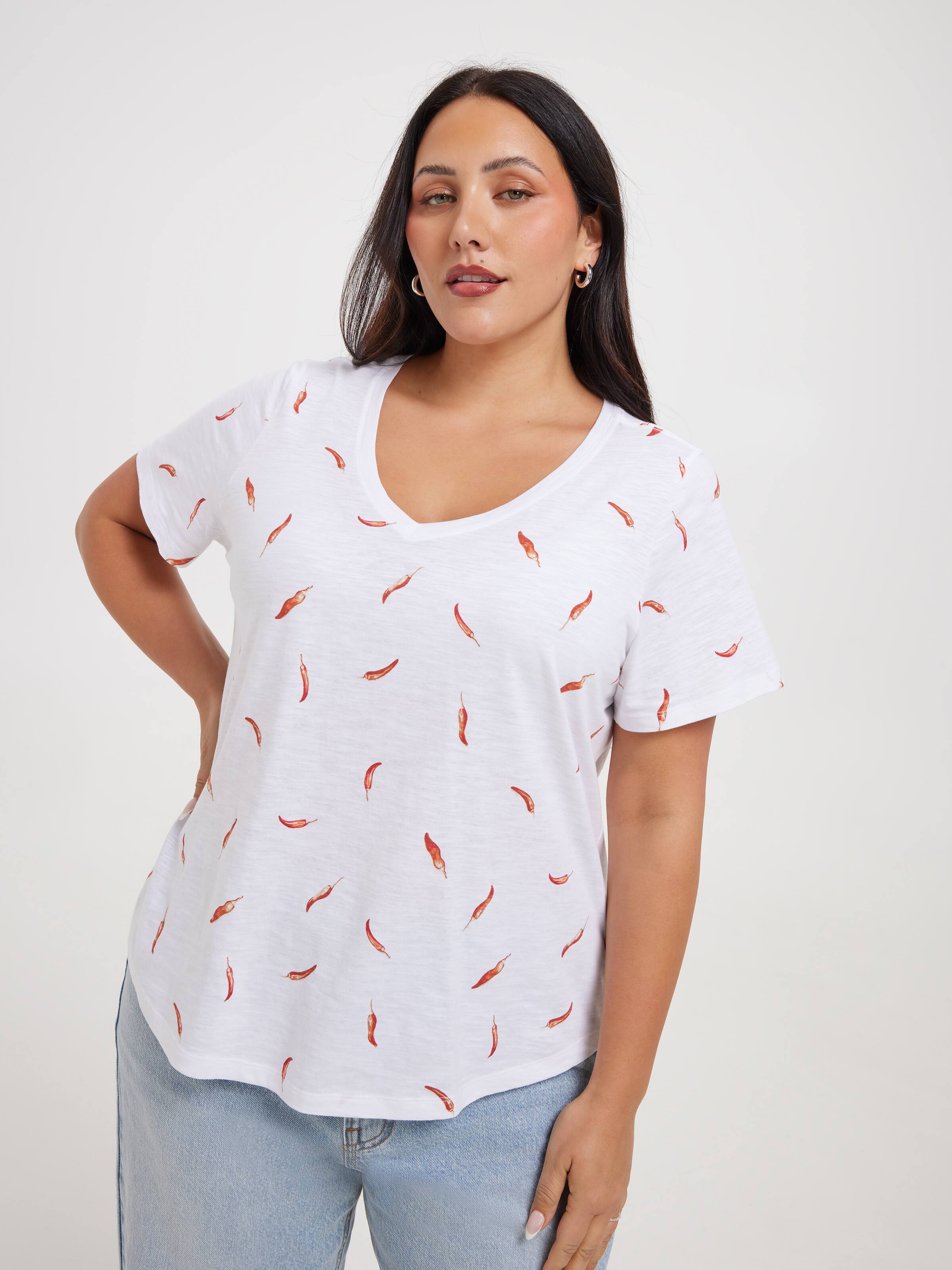 Curve Perfect V Neck Boyfriend Tee