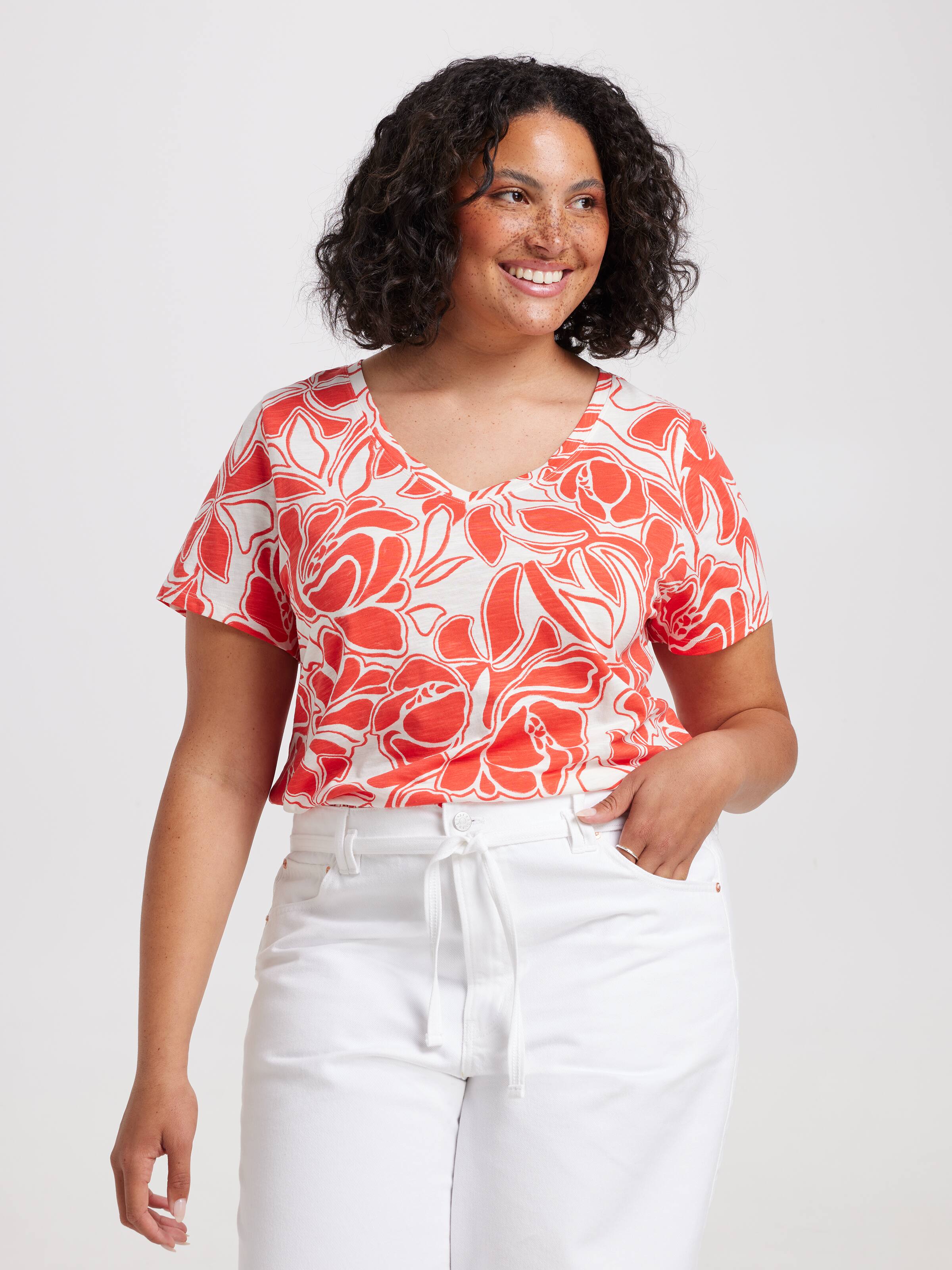 Curve Perfect V Neck Boyfriend Tee