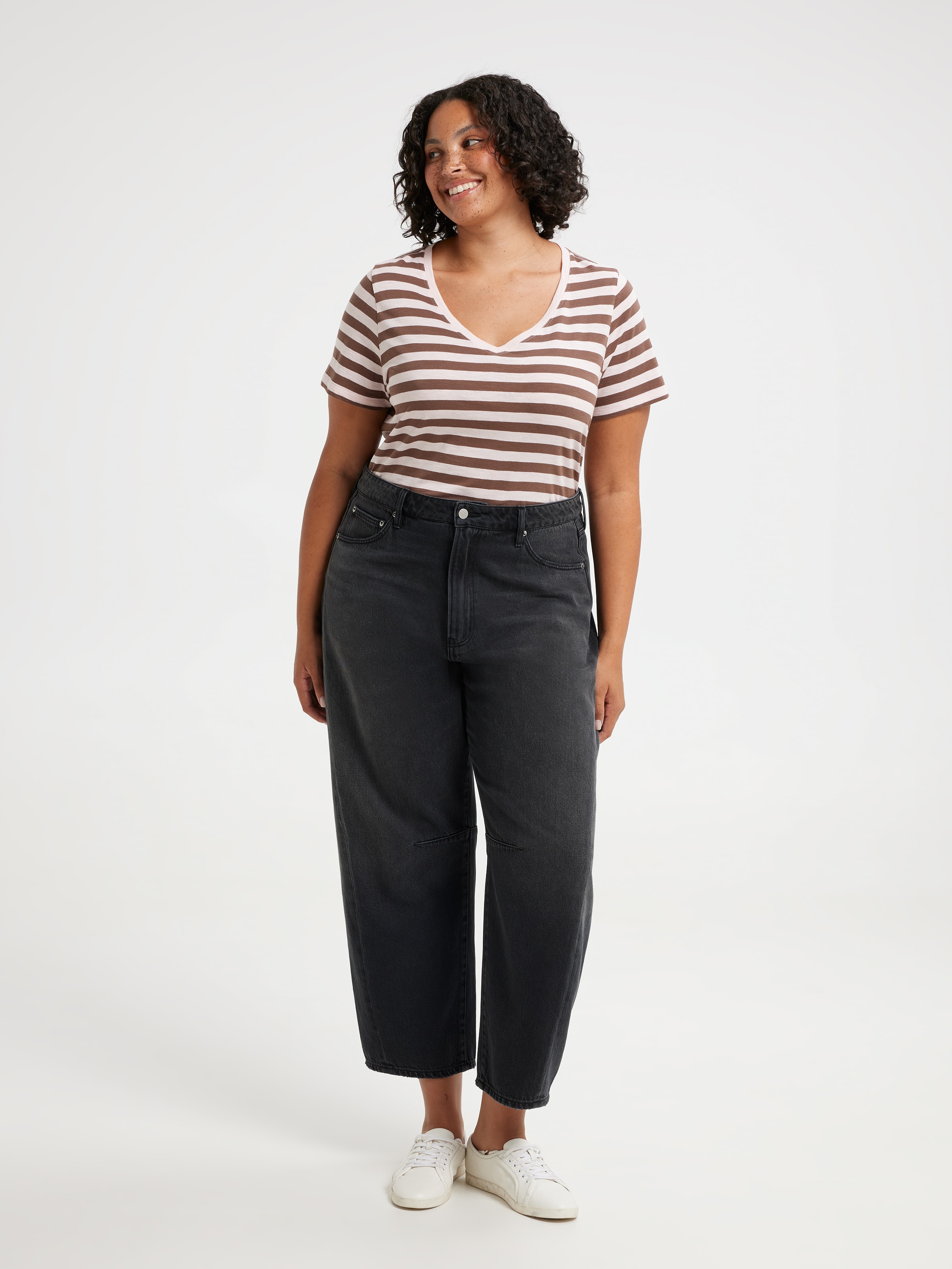Curve Perfect V Neck Boyfriend Tee