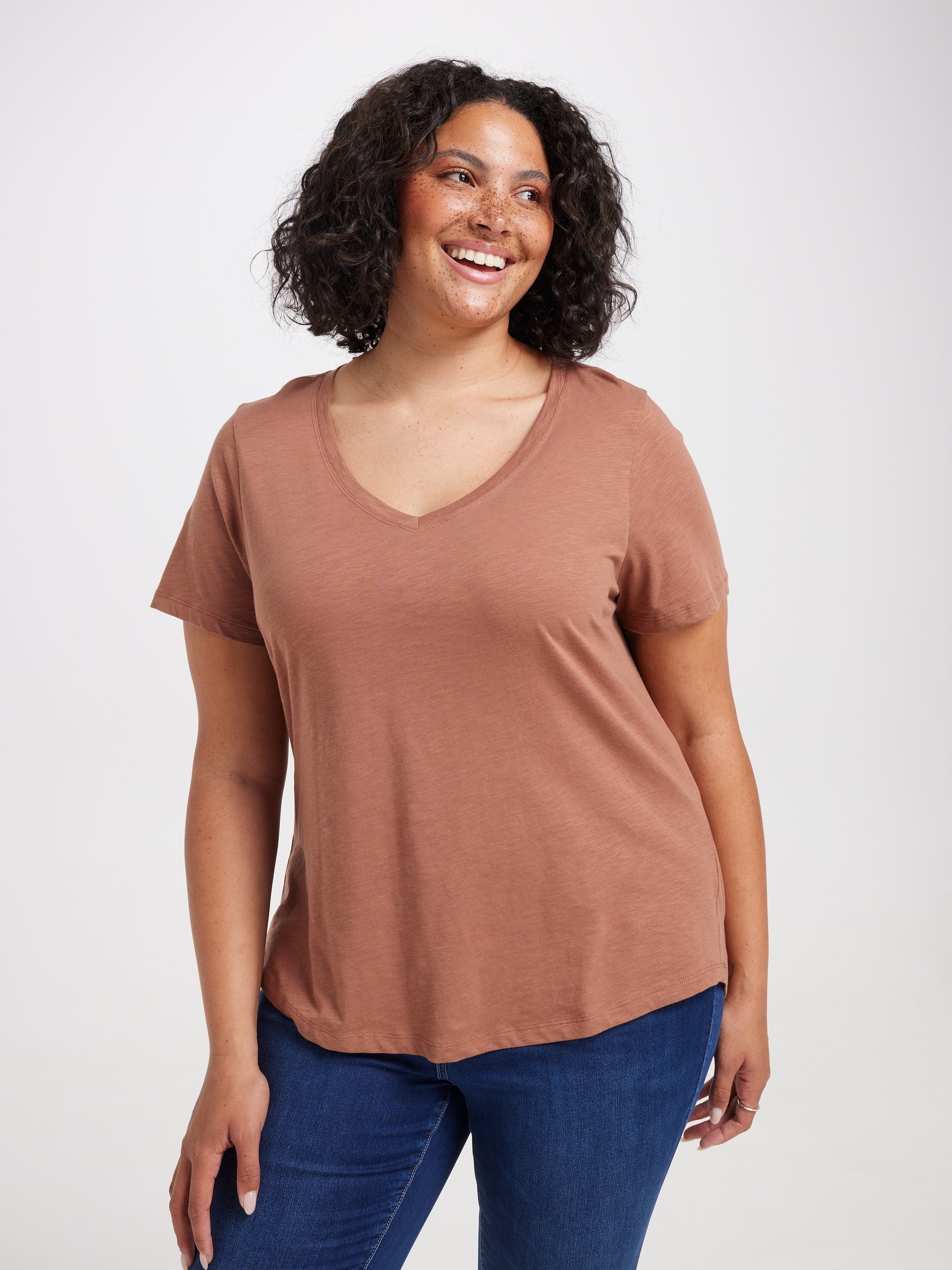 Curve Perfect V Neck Boyfriend Tee