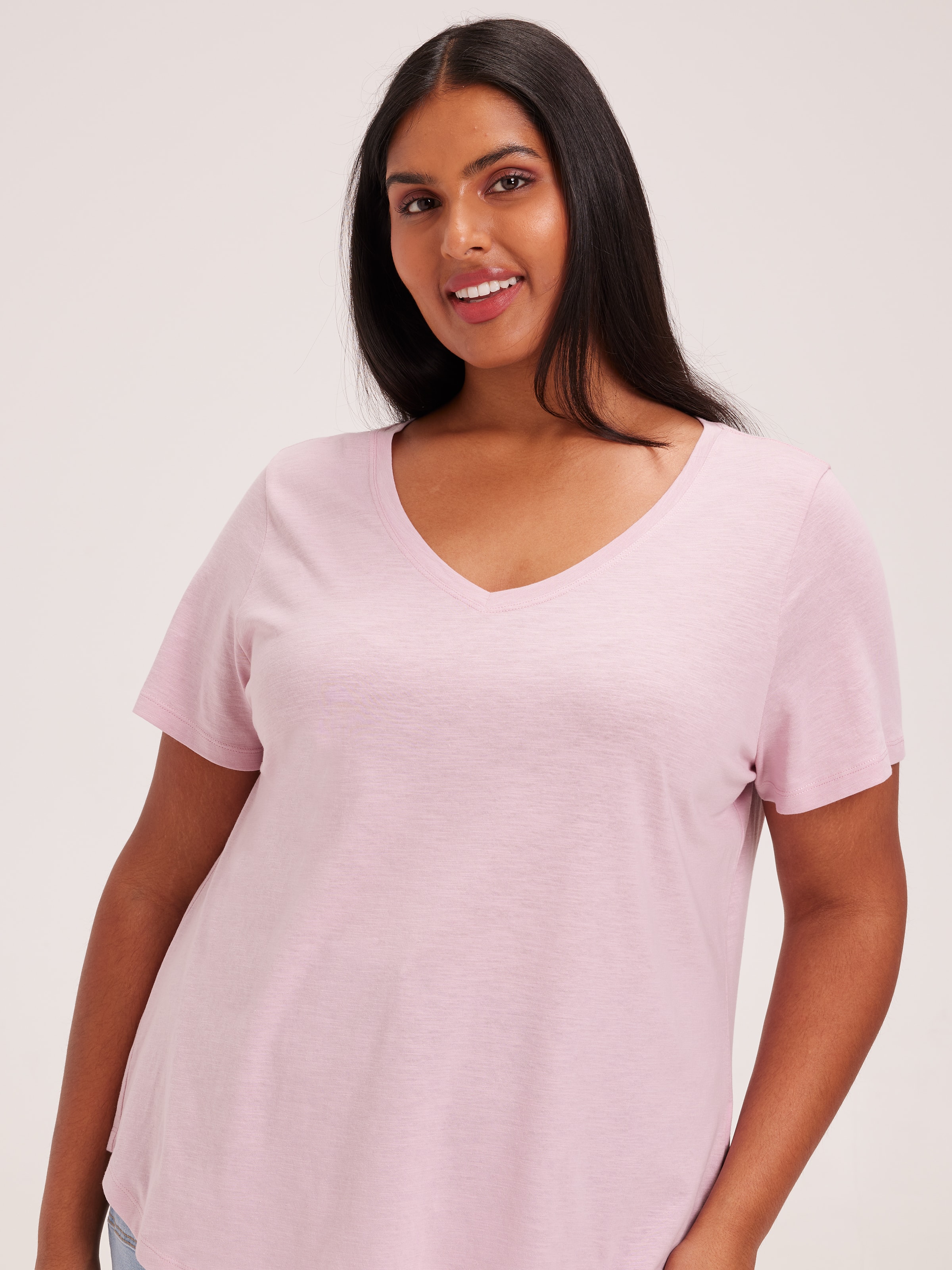 Curve Perfect V Neck Boyfriend Tee