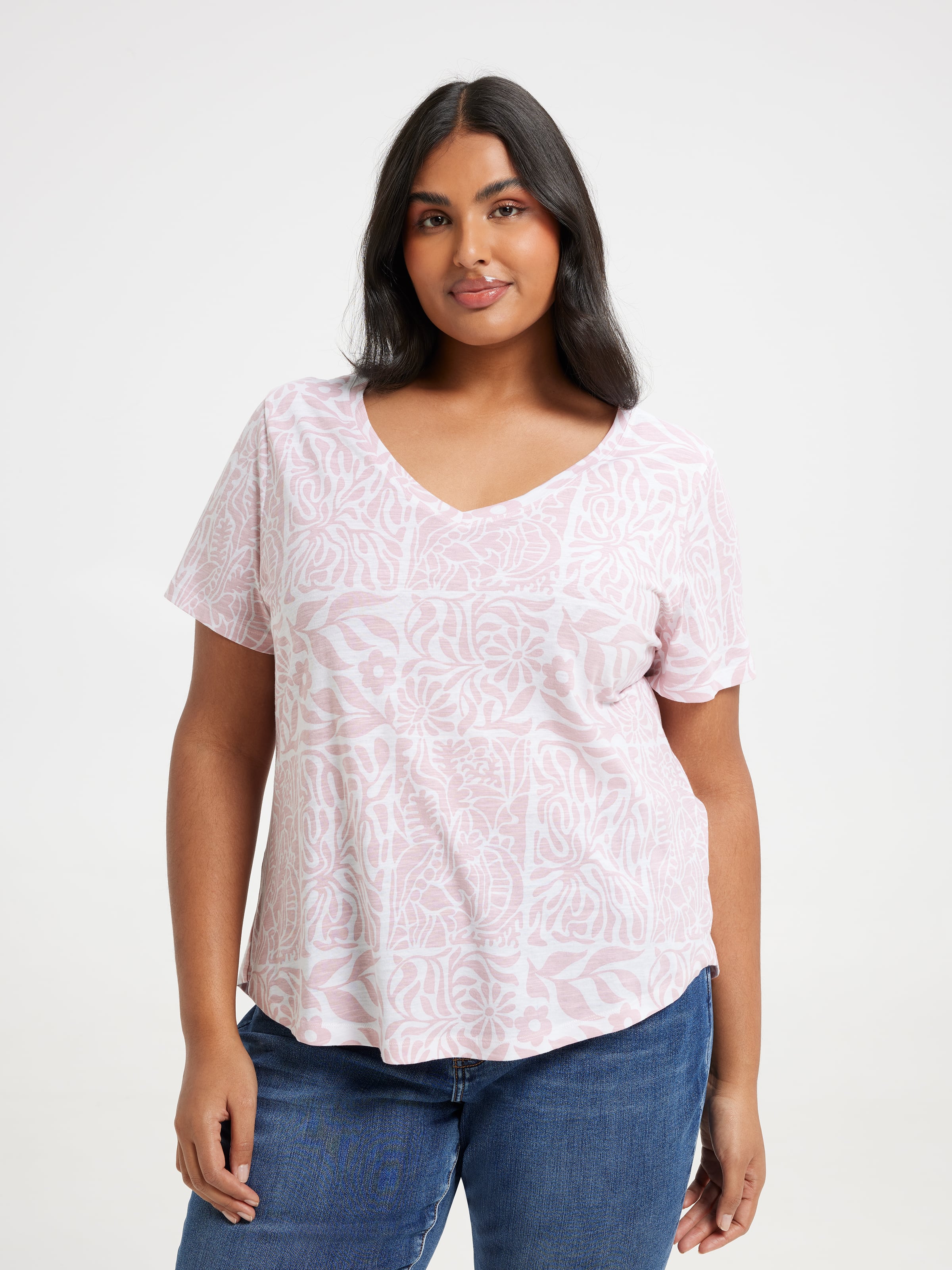 Curve Perfect V Neck Boyfriend Tee