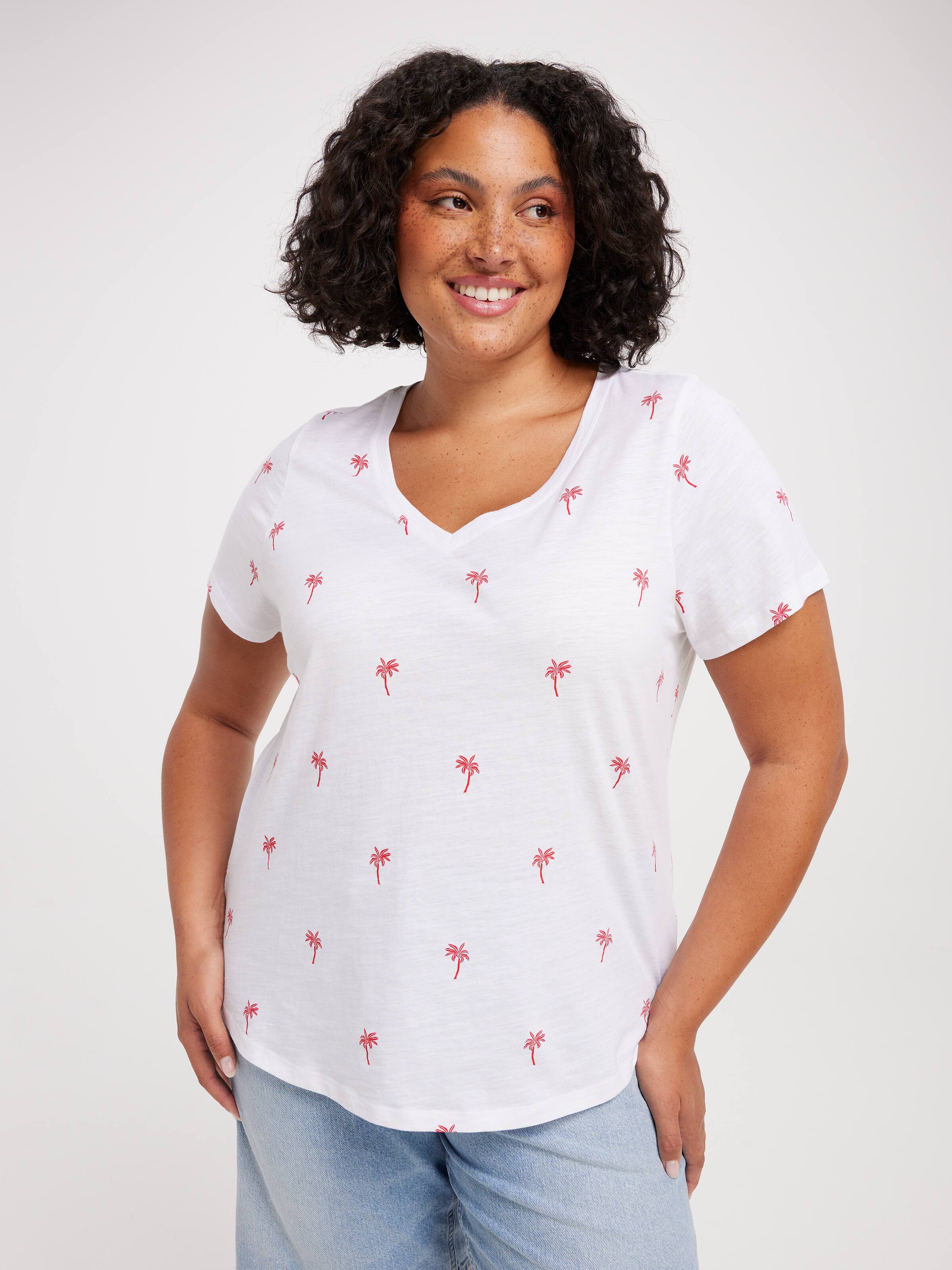 Curve Perfect V Neck Boyfriend Tee