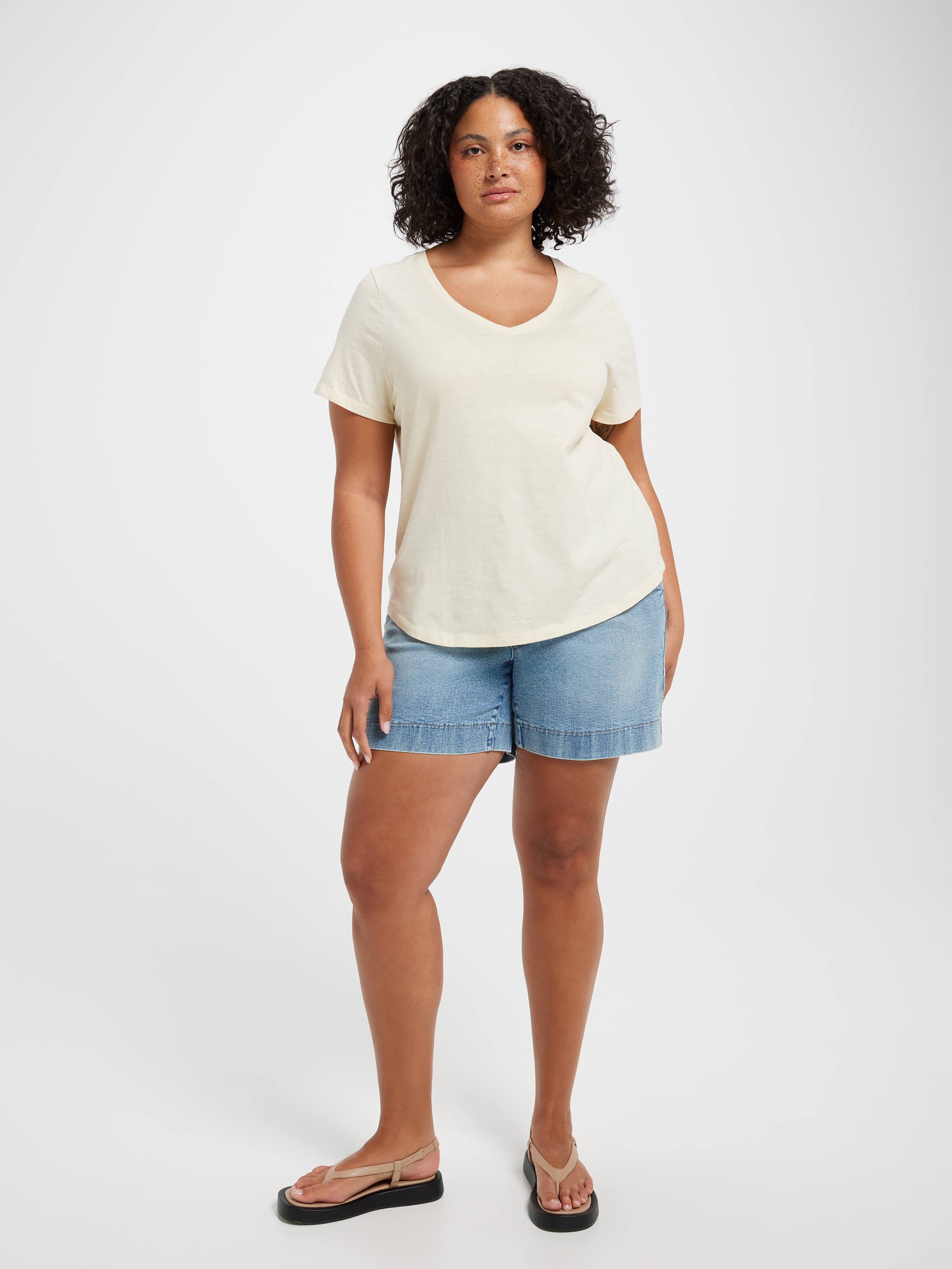 Curve Perfect V Neck Boyfriend Tee