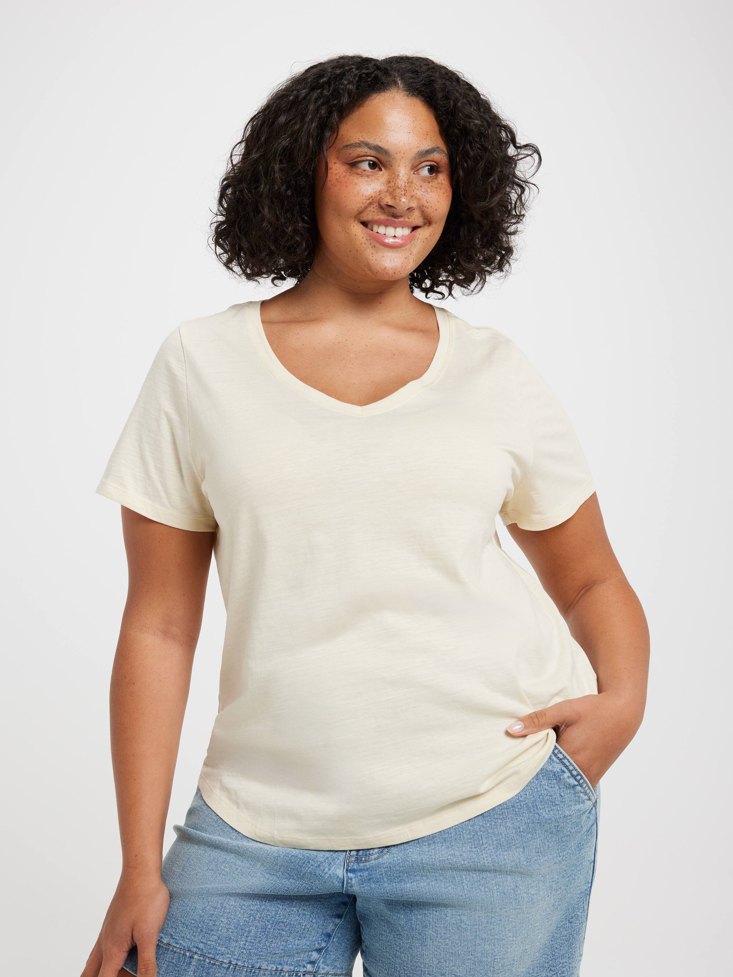 Curve Perfect V Neck Boyfriend Tee