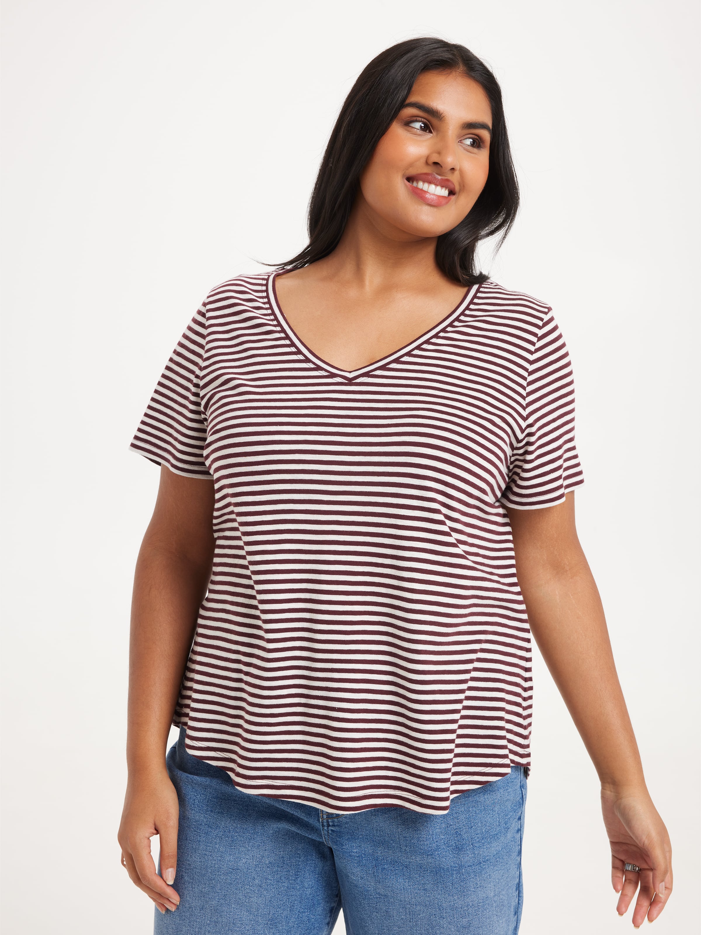 Curve Perfect V Neck Boyfriend Tee