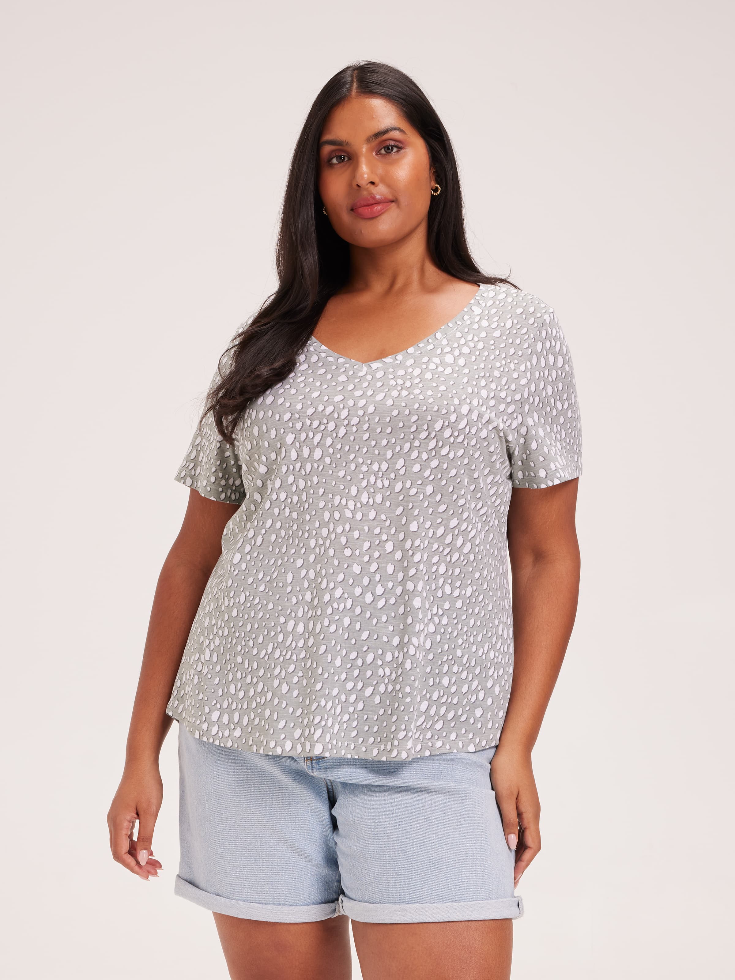Curve Perfect V Neck Boyfriend Tee