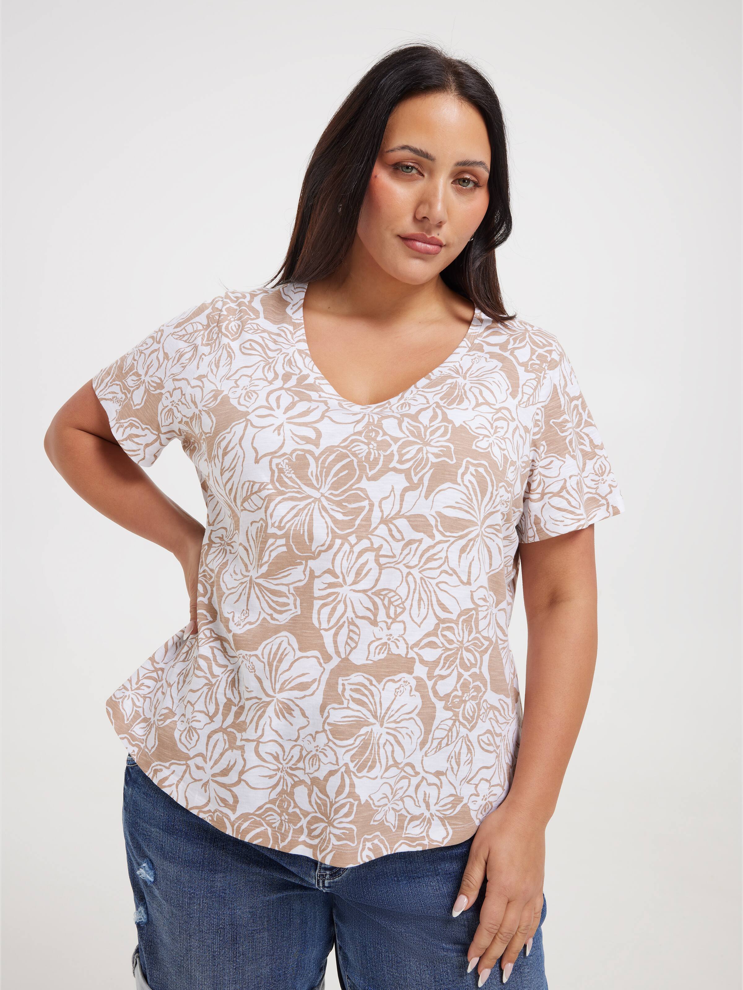 Curve Perfect V Neck Boyfriend Tee