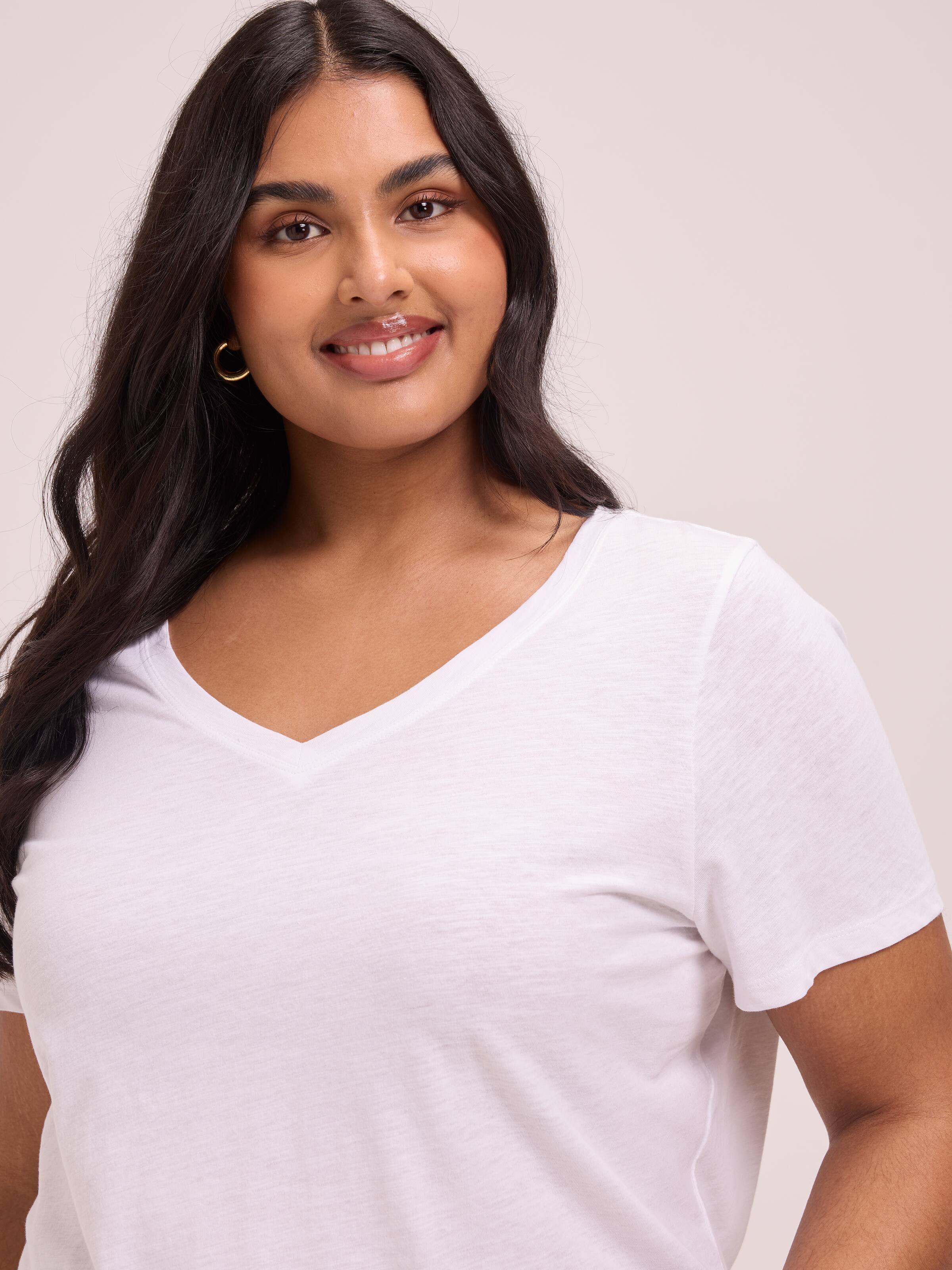 Curve Perfect V Neck Boyfriend Tee