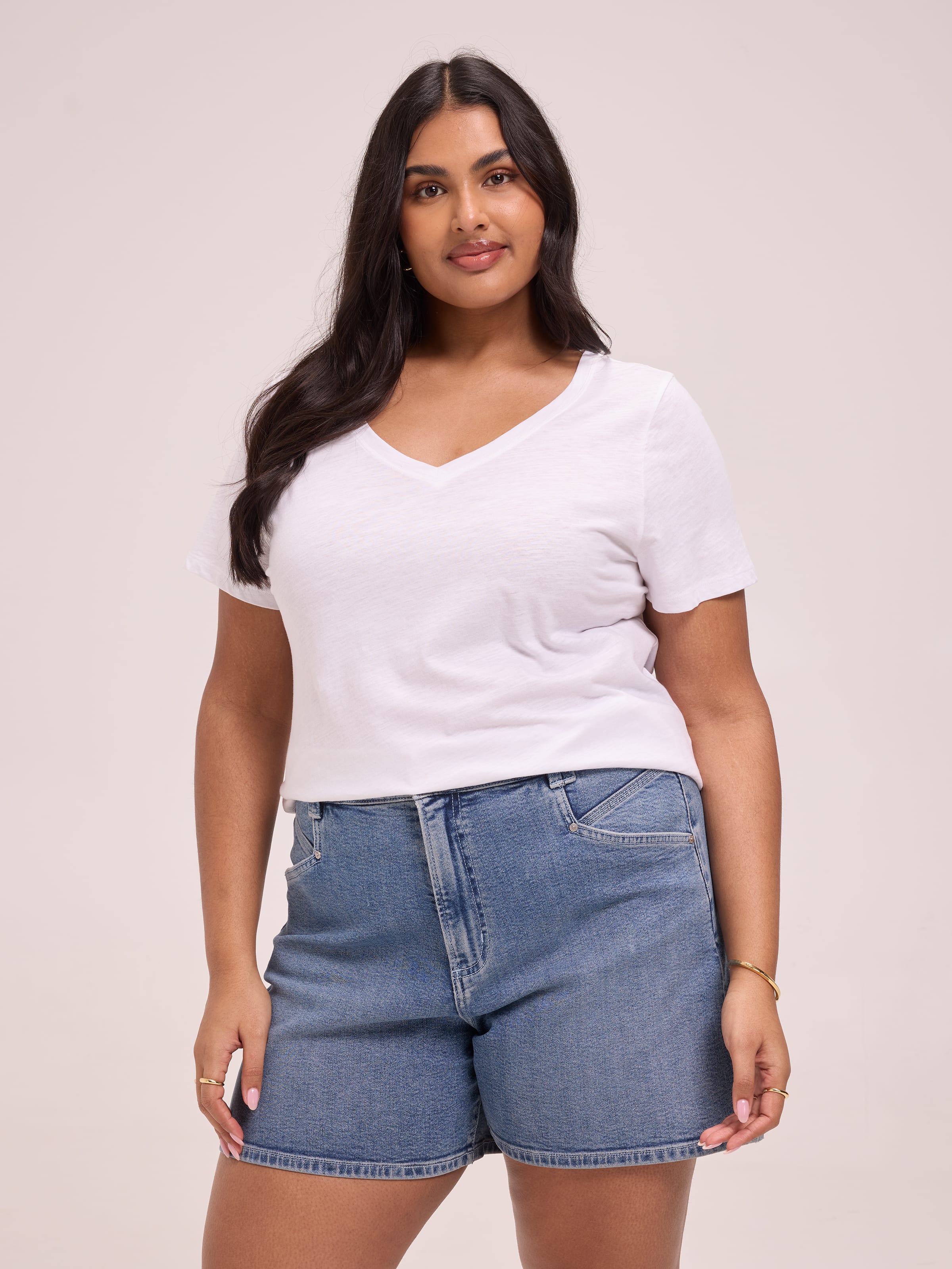 Curve Perfect V Neck Boyfriend Tee