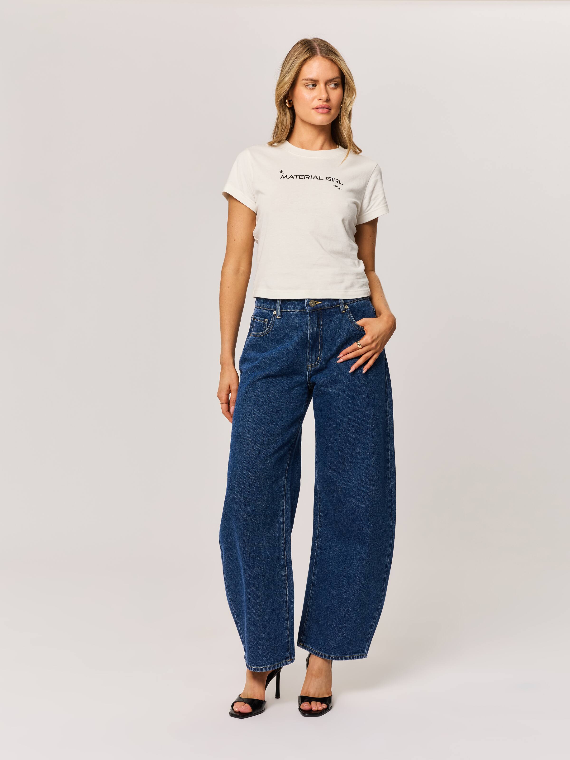 Mid Rise Balloon Jean In Tahlia