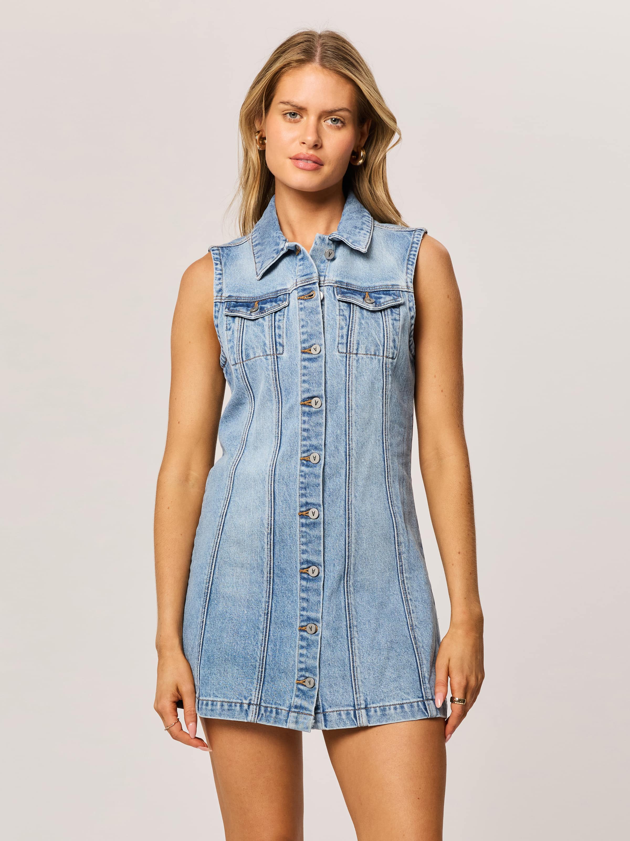 Button Up Dress In Light Vintage