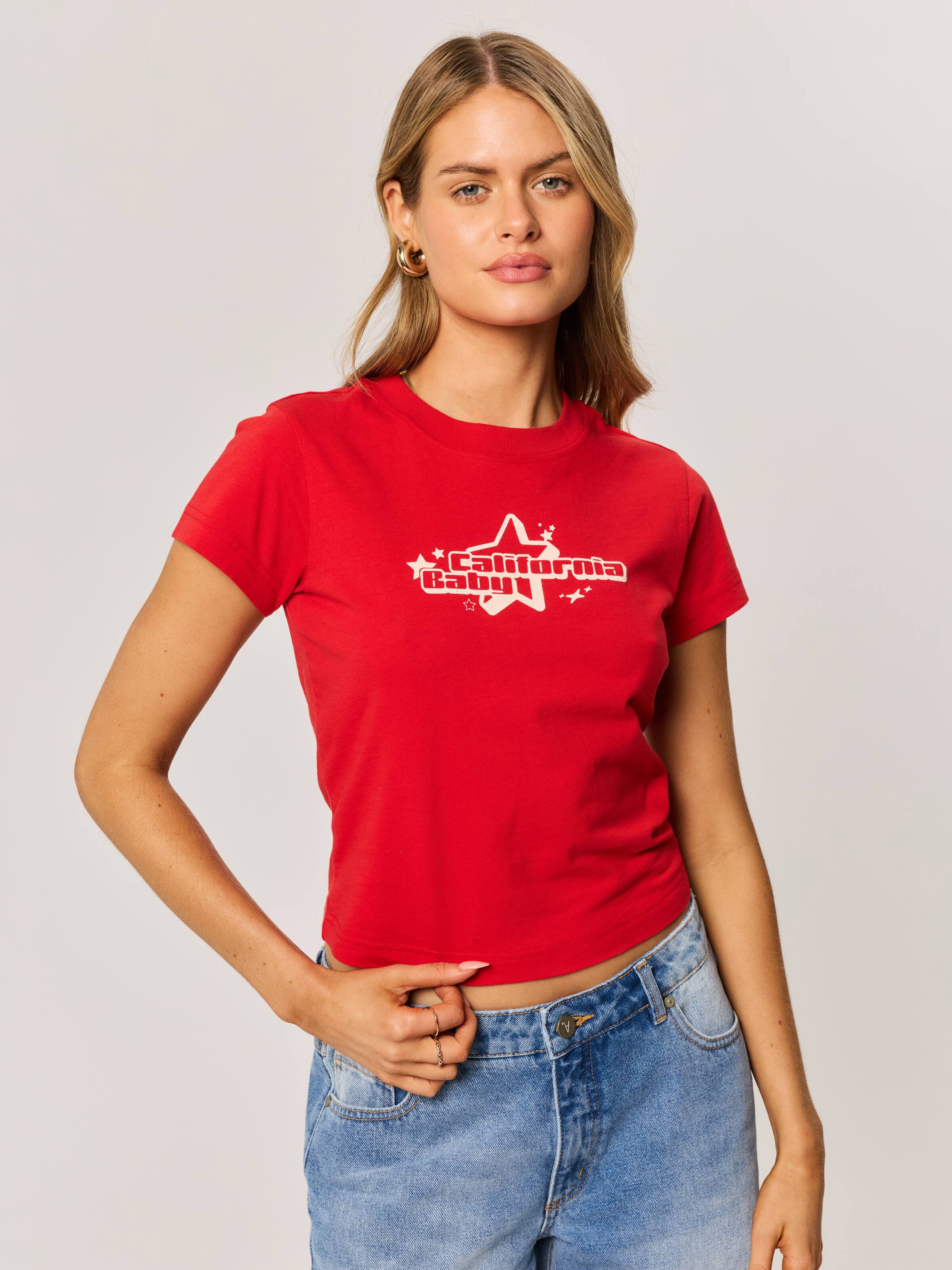Baby Tee California Baby In Red
