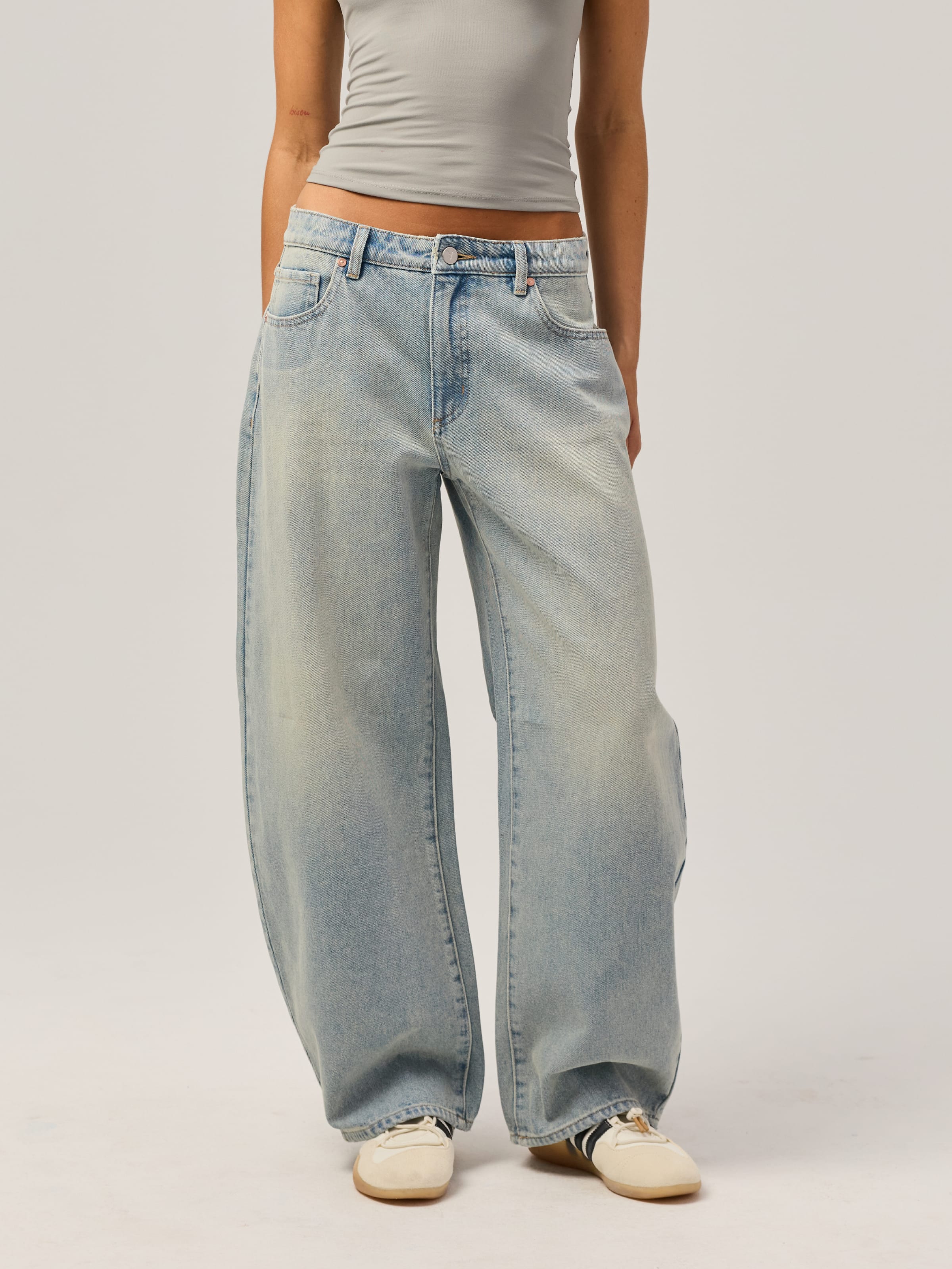 Mid Barrel Jean In Olivia