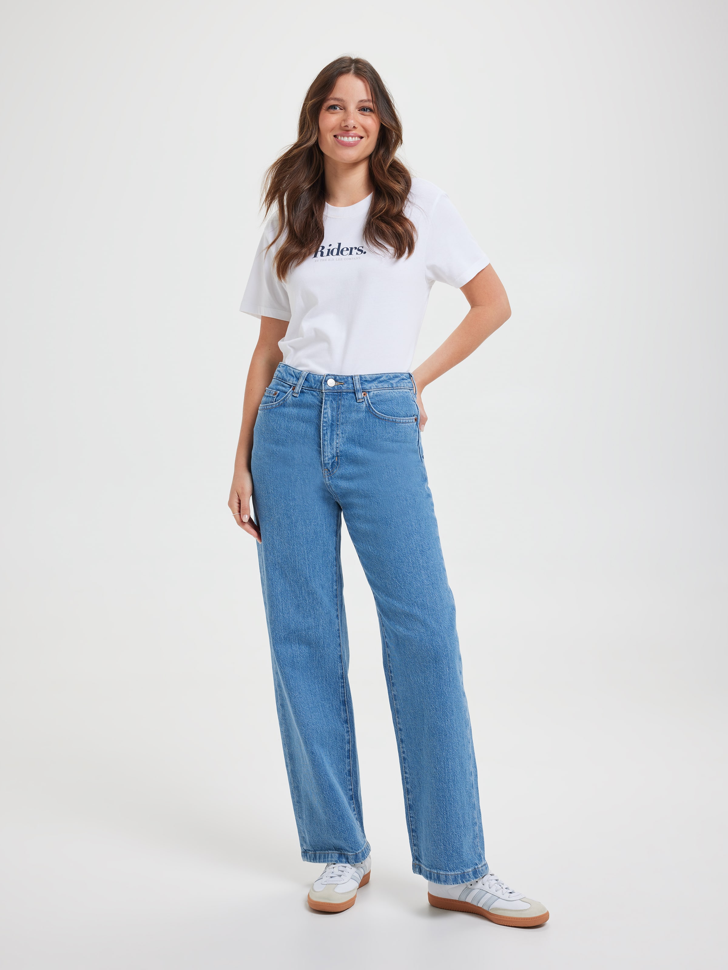 Hi Wide Jean In Worn In Blue