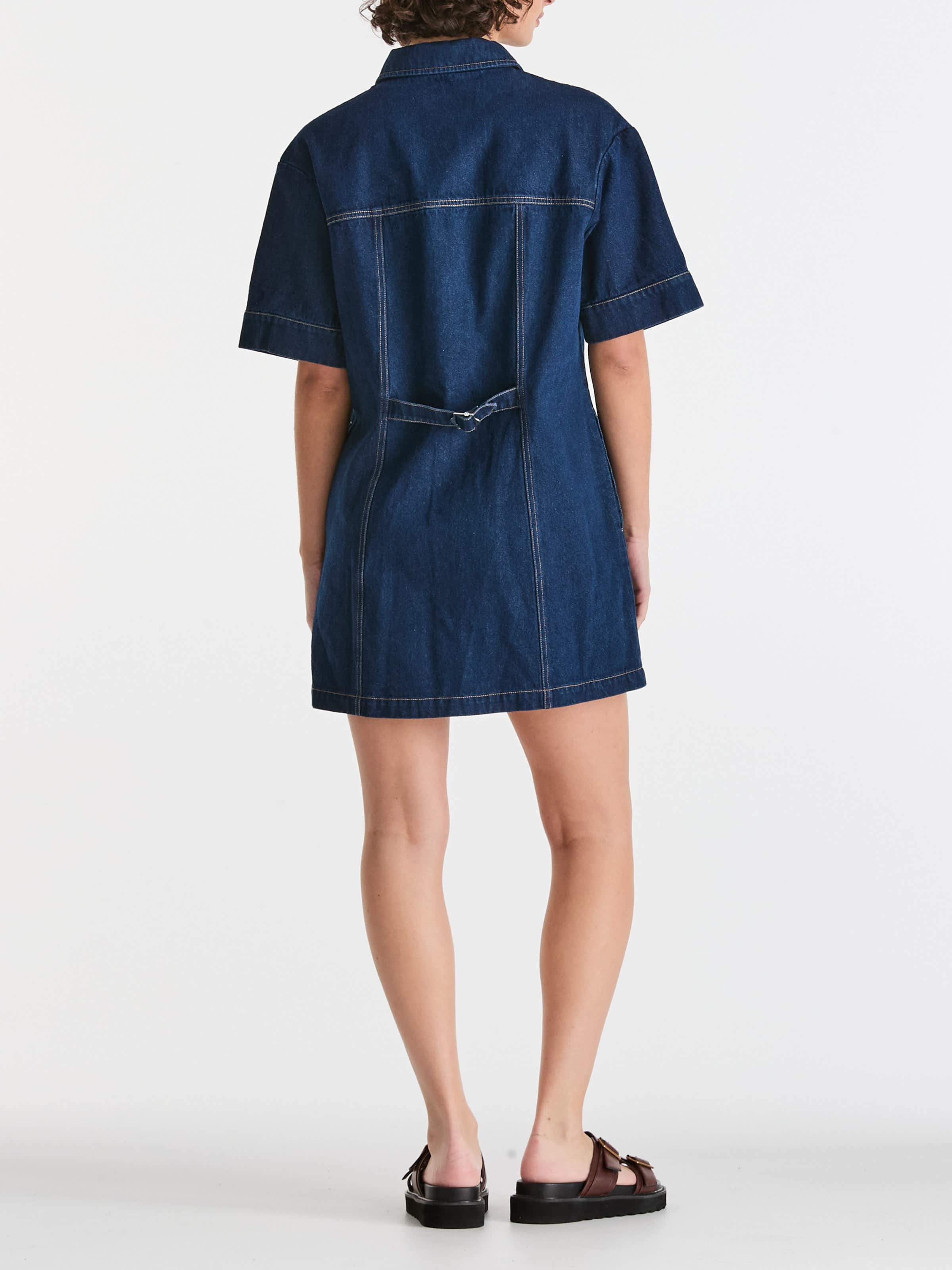 Denim Boxy Dress In Modern Rinse
