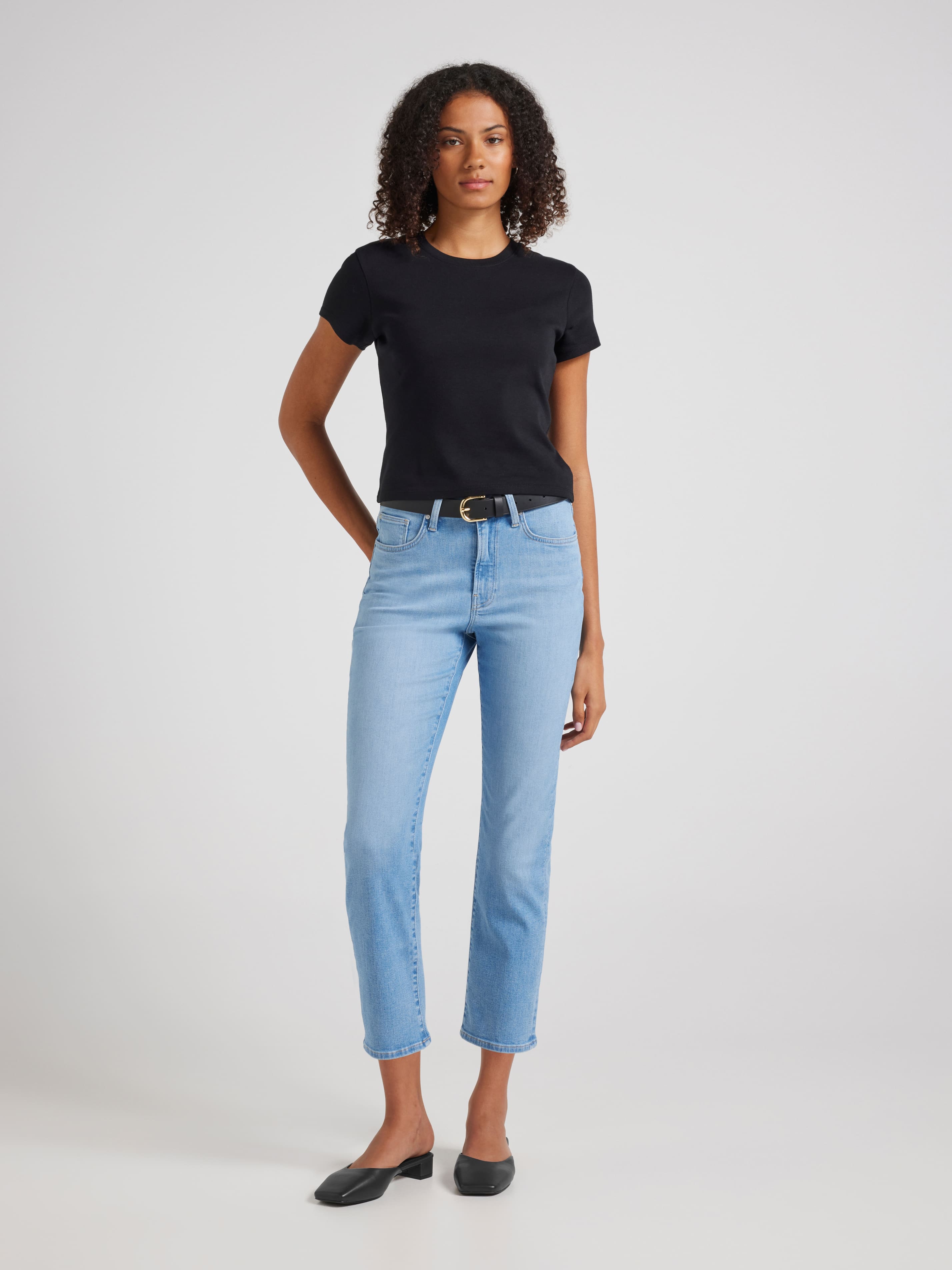New York Straight Crop In Light Brushed Flex Blue