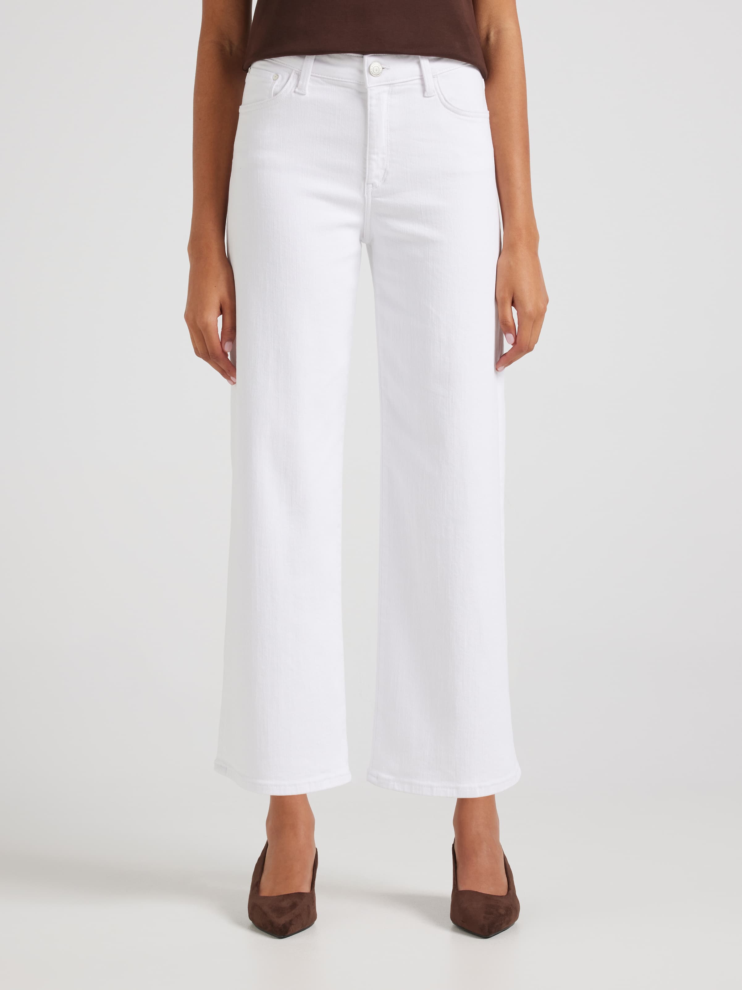 Paloma Crop Wide Leg In White Tribeca