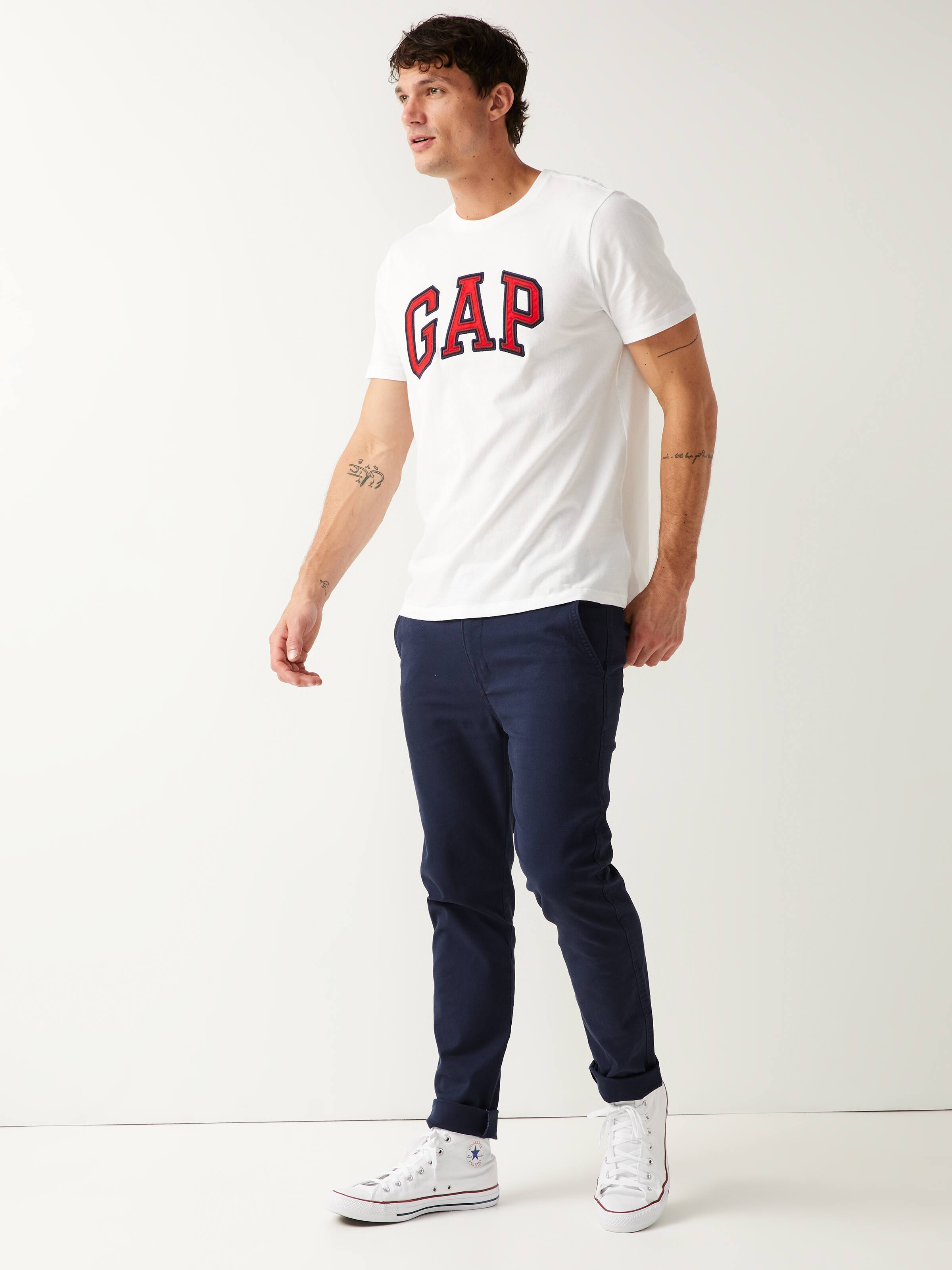 Red Logo Tee In White