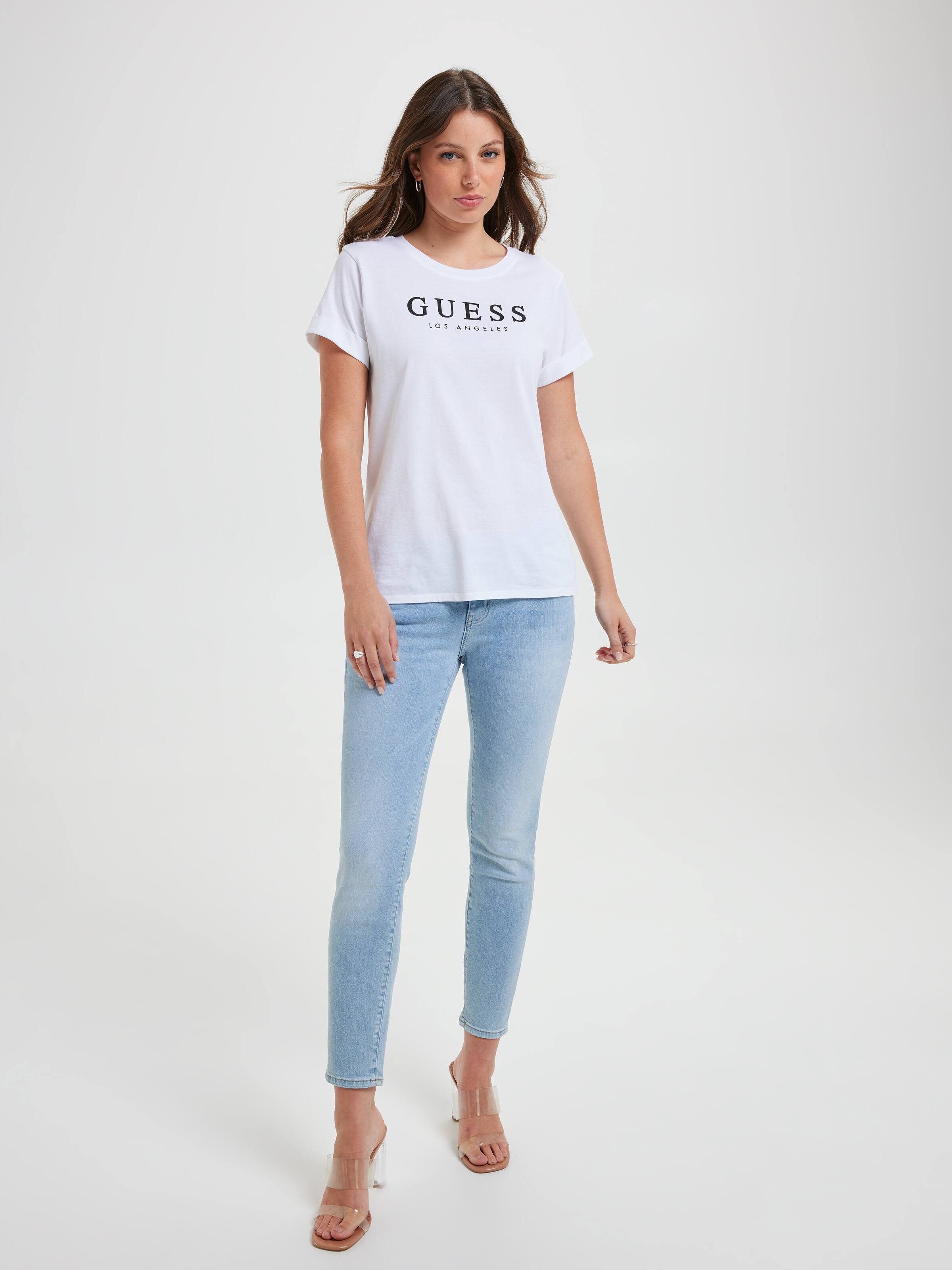 Rolled Cuff Tee In Pure White