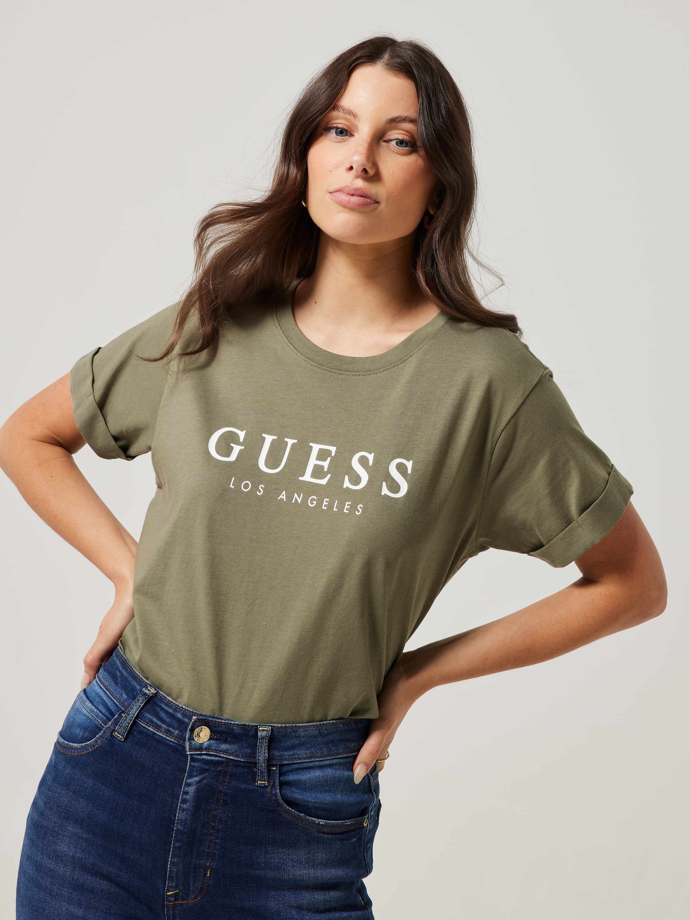 Roll Cuff Tee In Army Green