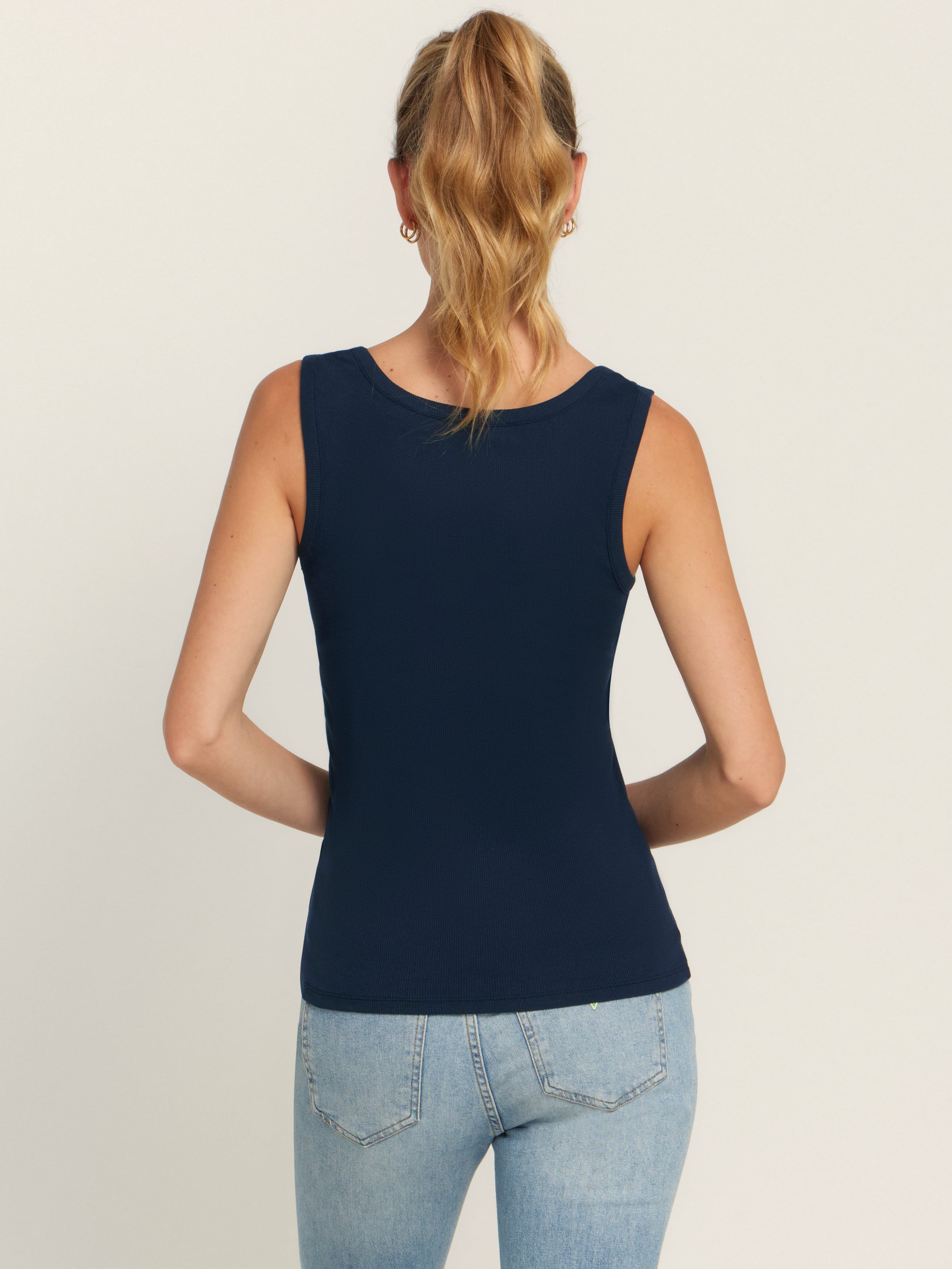 Triangle Bling Rib Tank In Black