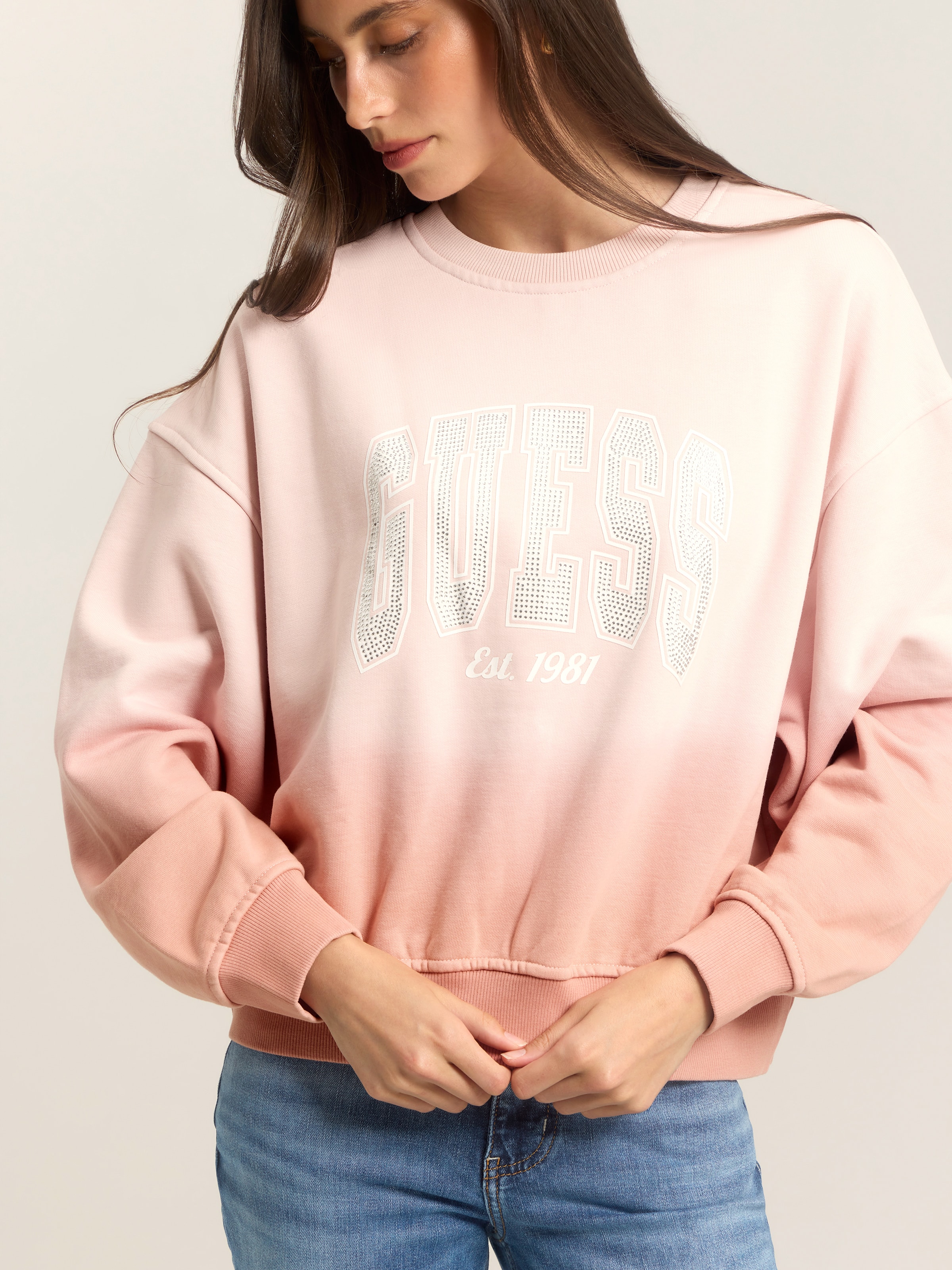 College Sweatshirt In Pink And Satin Rose
