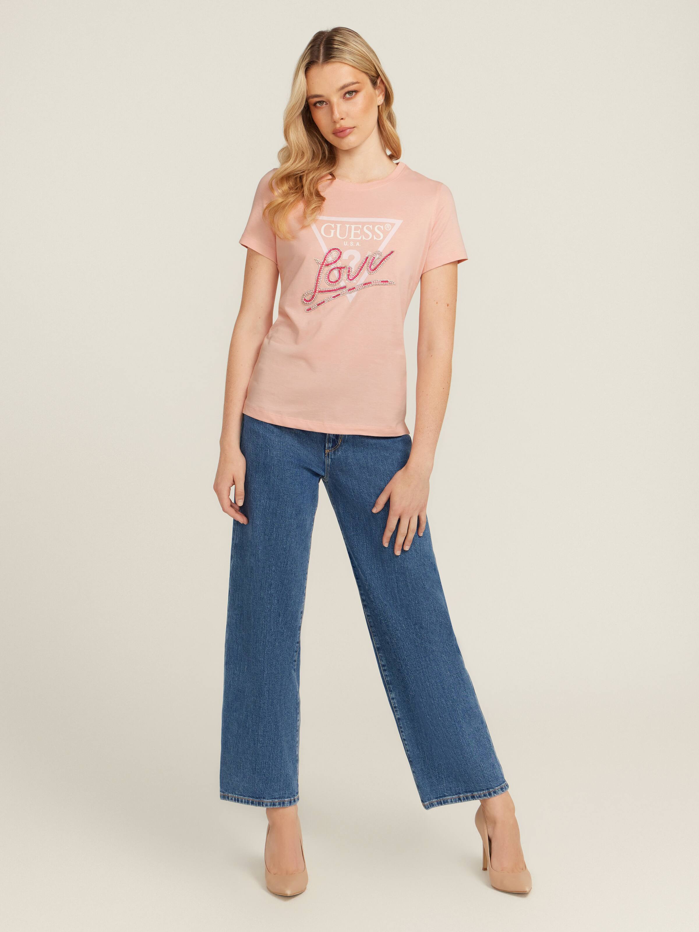 Love Triangle Tee In Pink Pearl