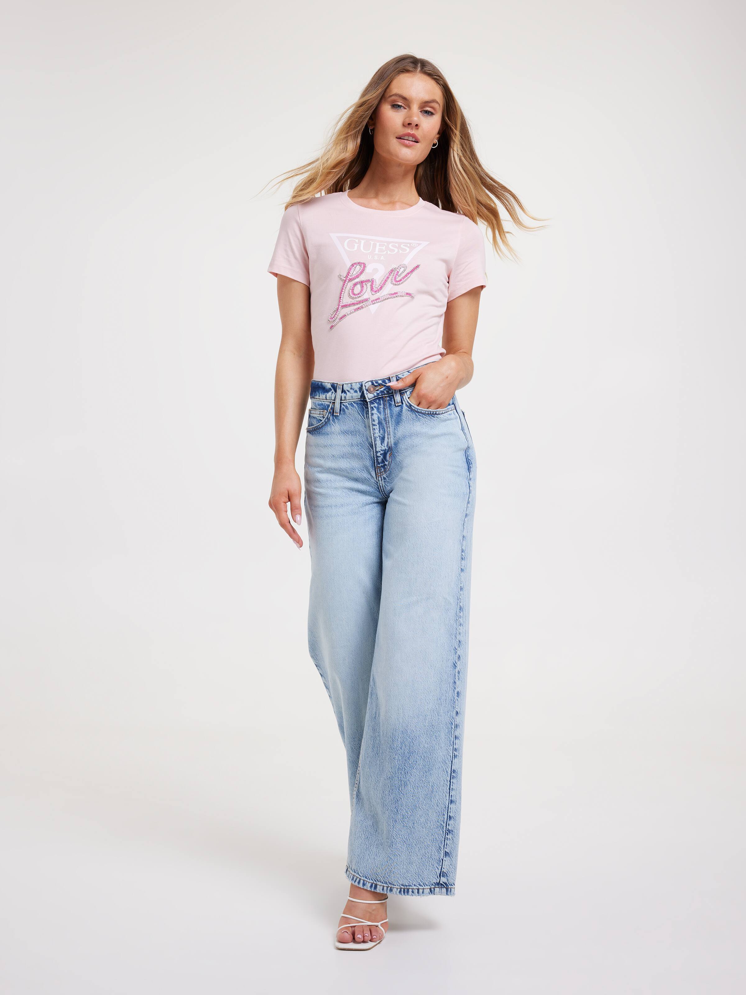Love Triangle Tee In Pink Pearl