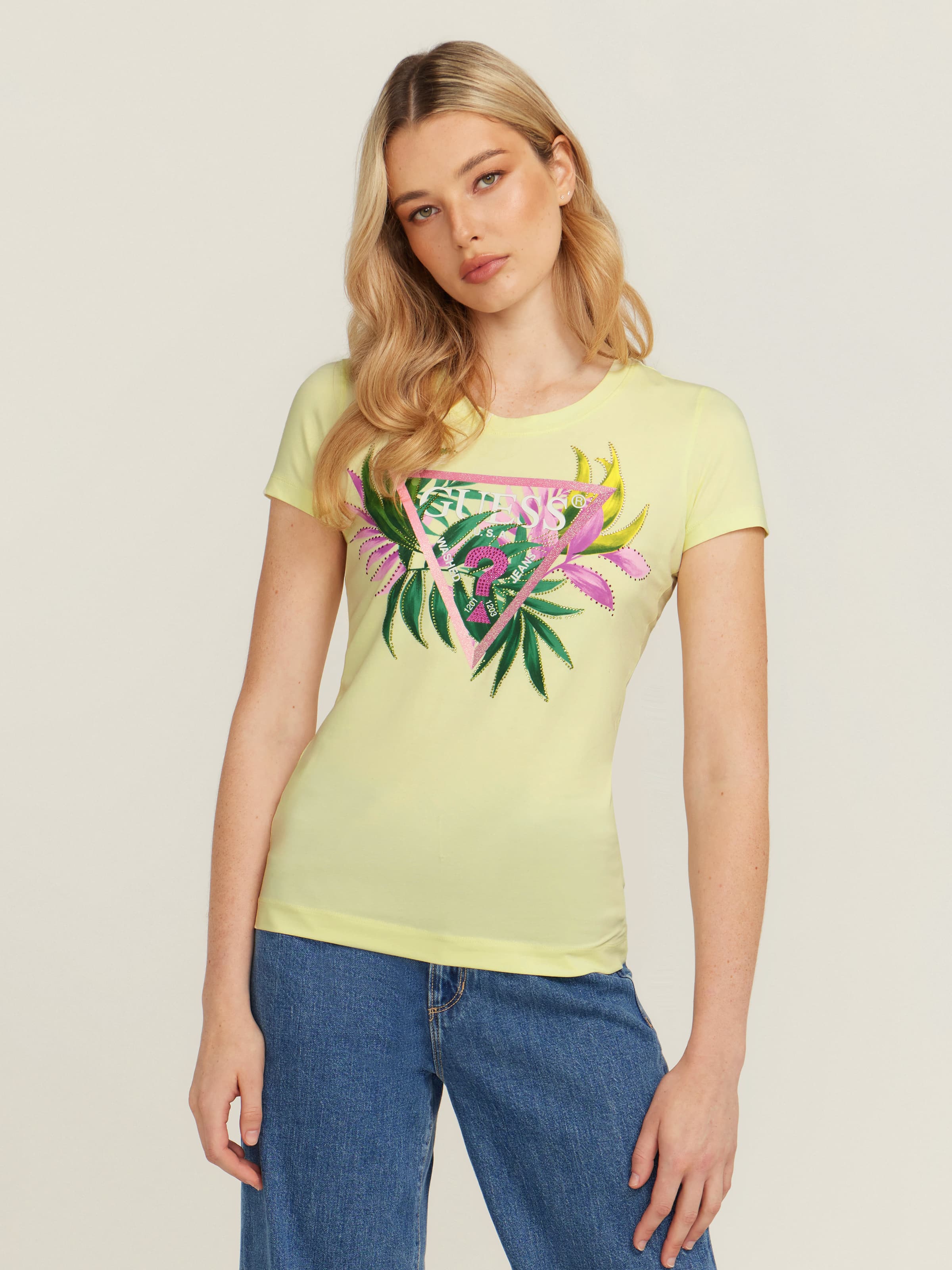 Leaf Triangle Tee In Pastel Lime