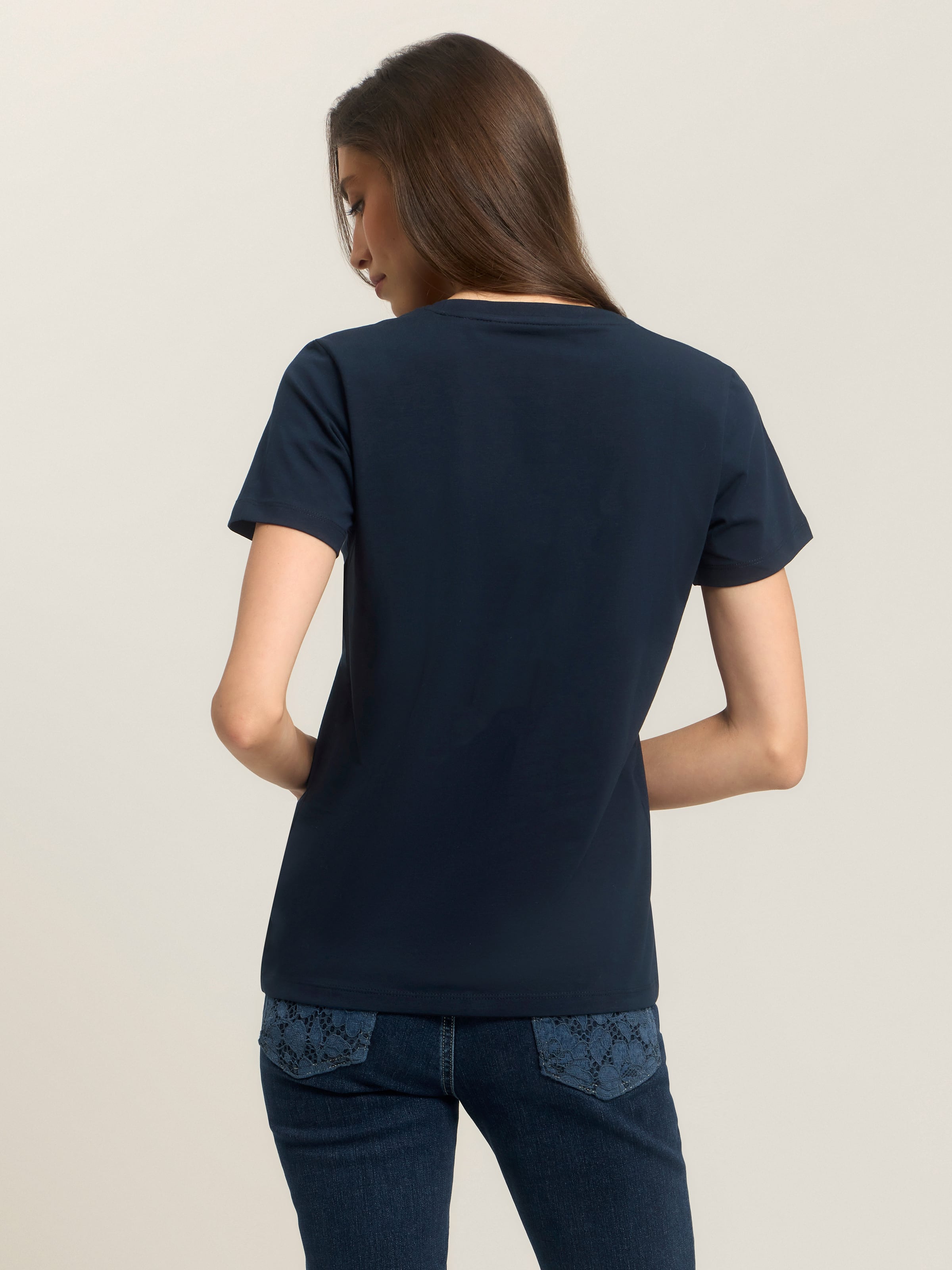 Regular Bicolour Print Tee In Darling Ocean