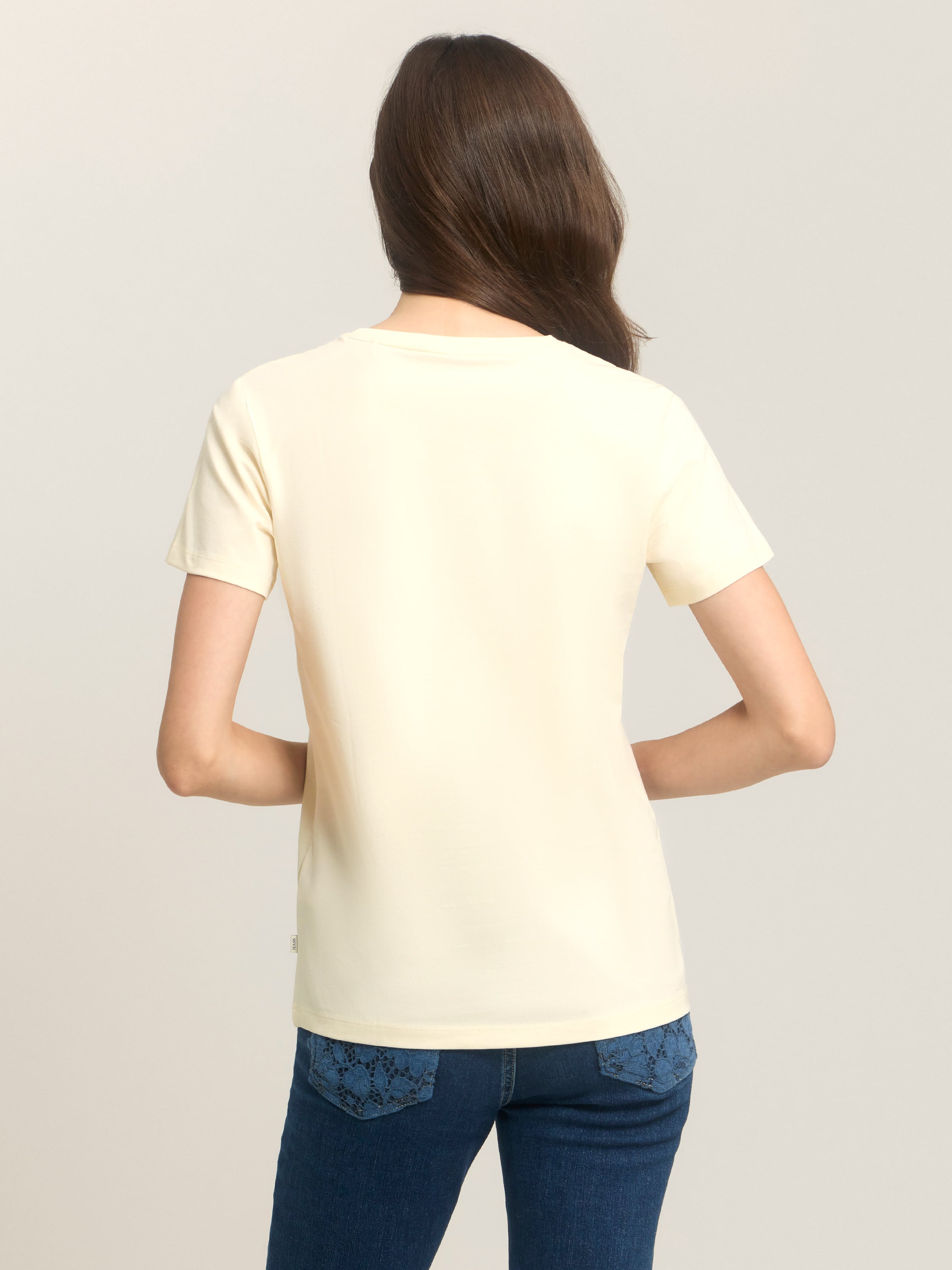 Regular Bicolour Print Tee In Sandy Shore