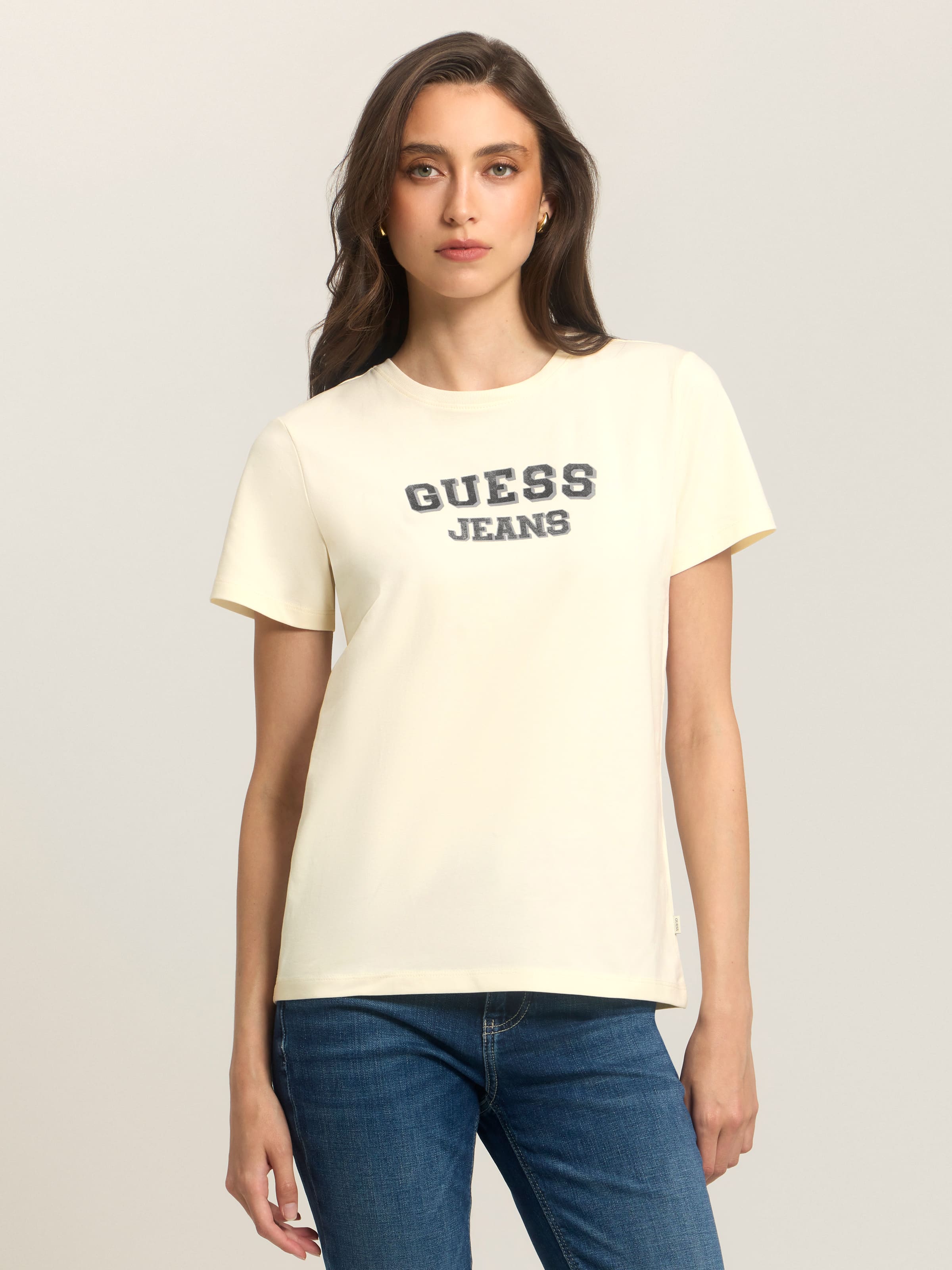 Regular Bicolour Print Tee In Sandy Shore