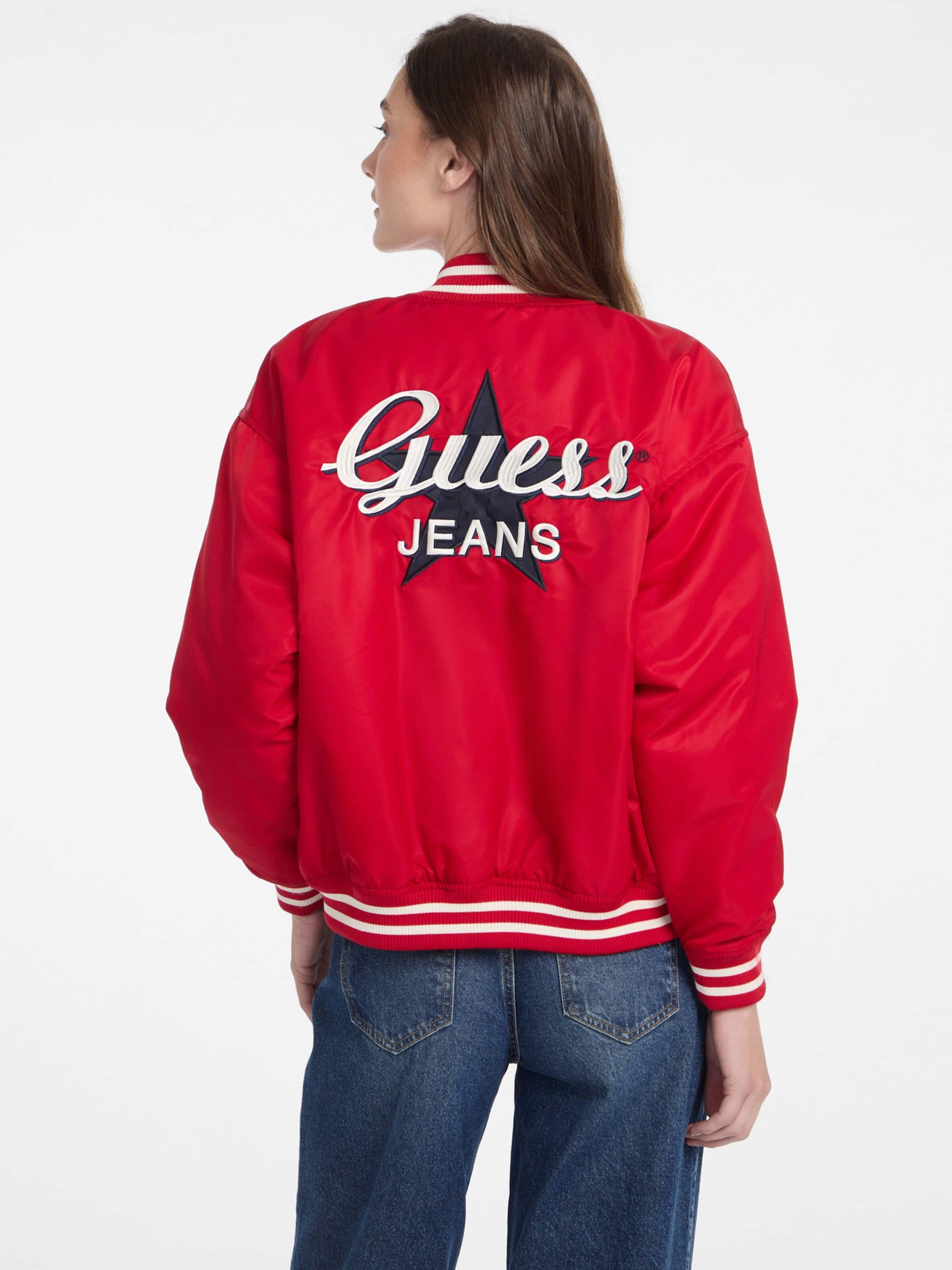 Jeans Bomber Jacket In Rugby Red