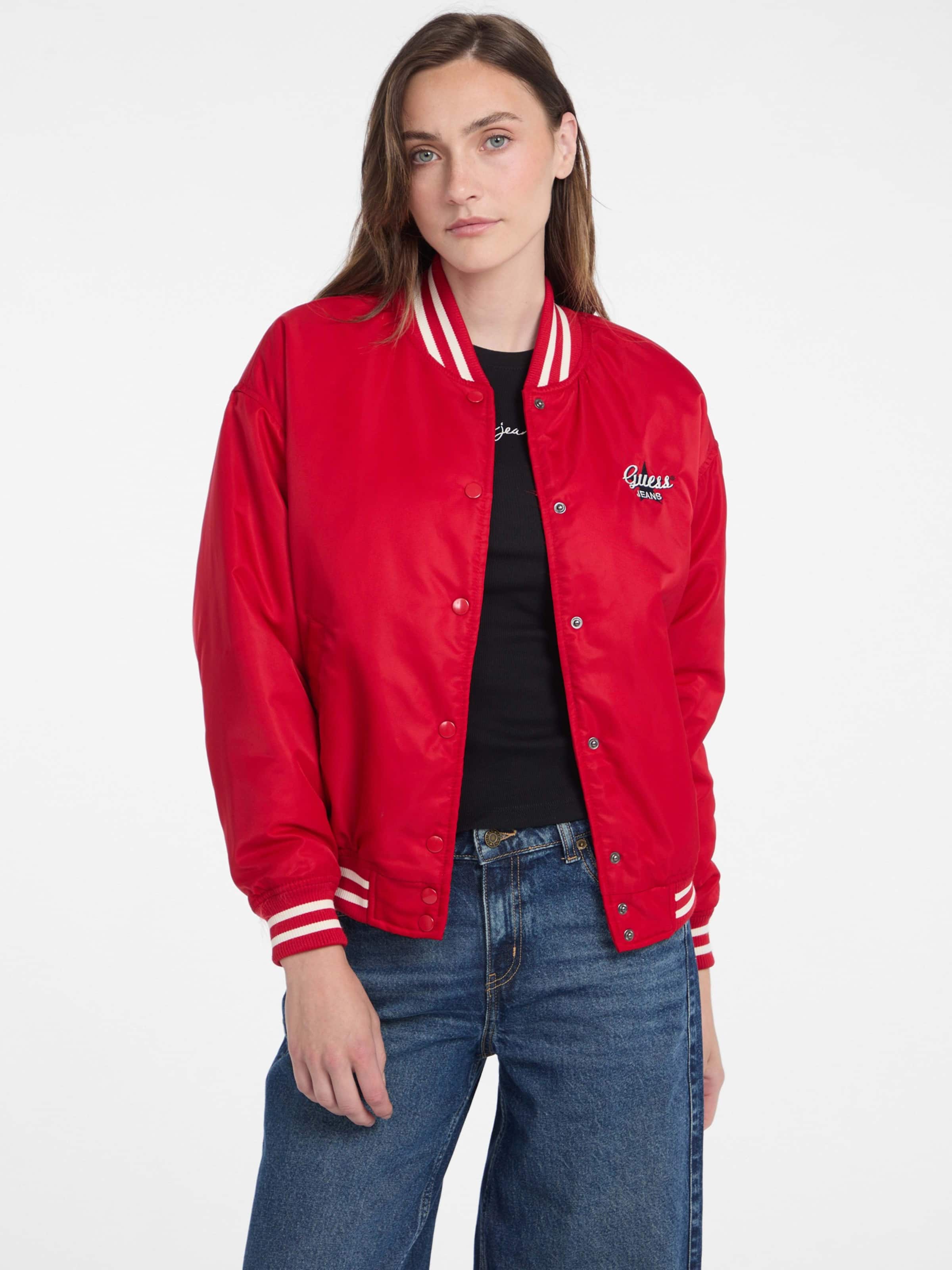 Jeans Bomber Jacket In Rugby Red