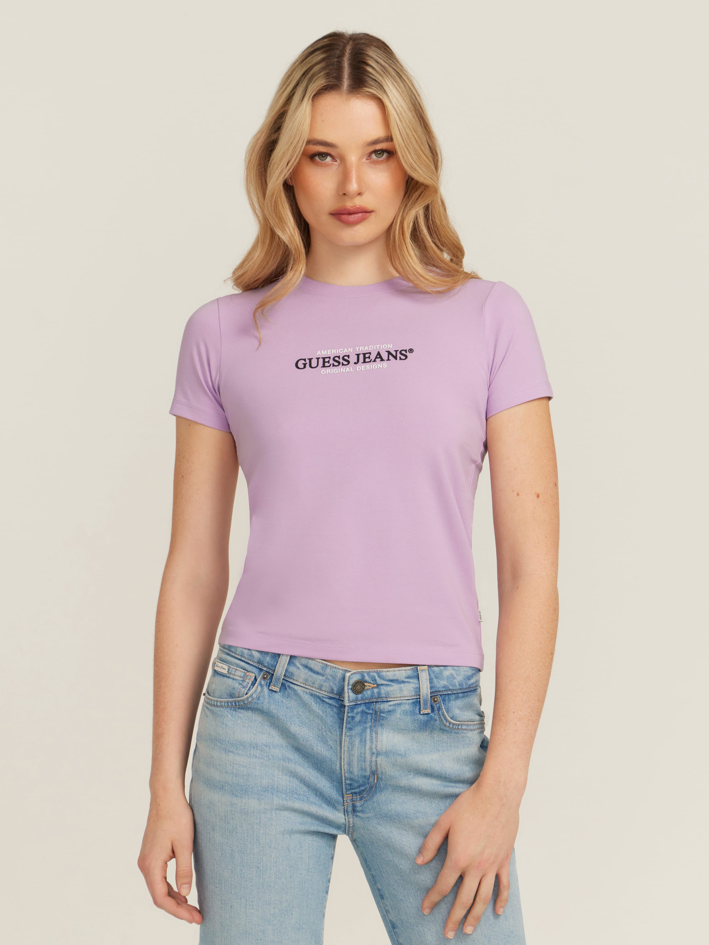 Jeans Slim American Triangle Tee In Lilla Flower