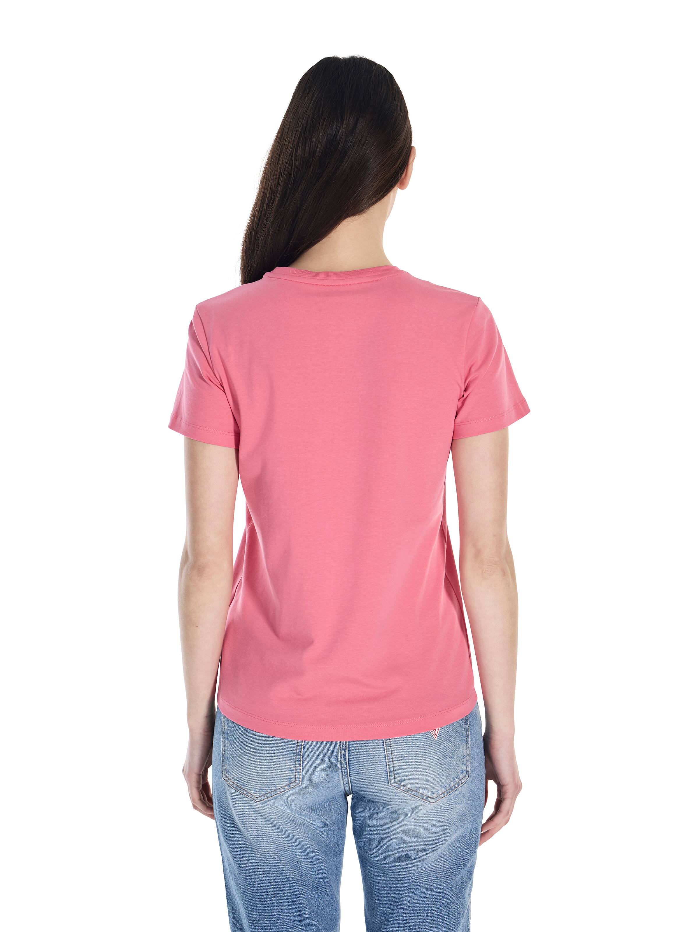 Guess Jeans Regular Mini Triangle Tee In Raspberry Smoothie