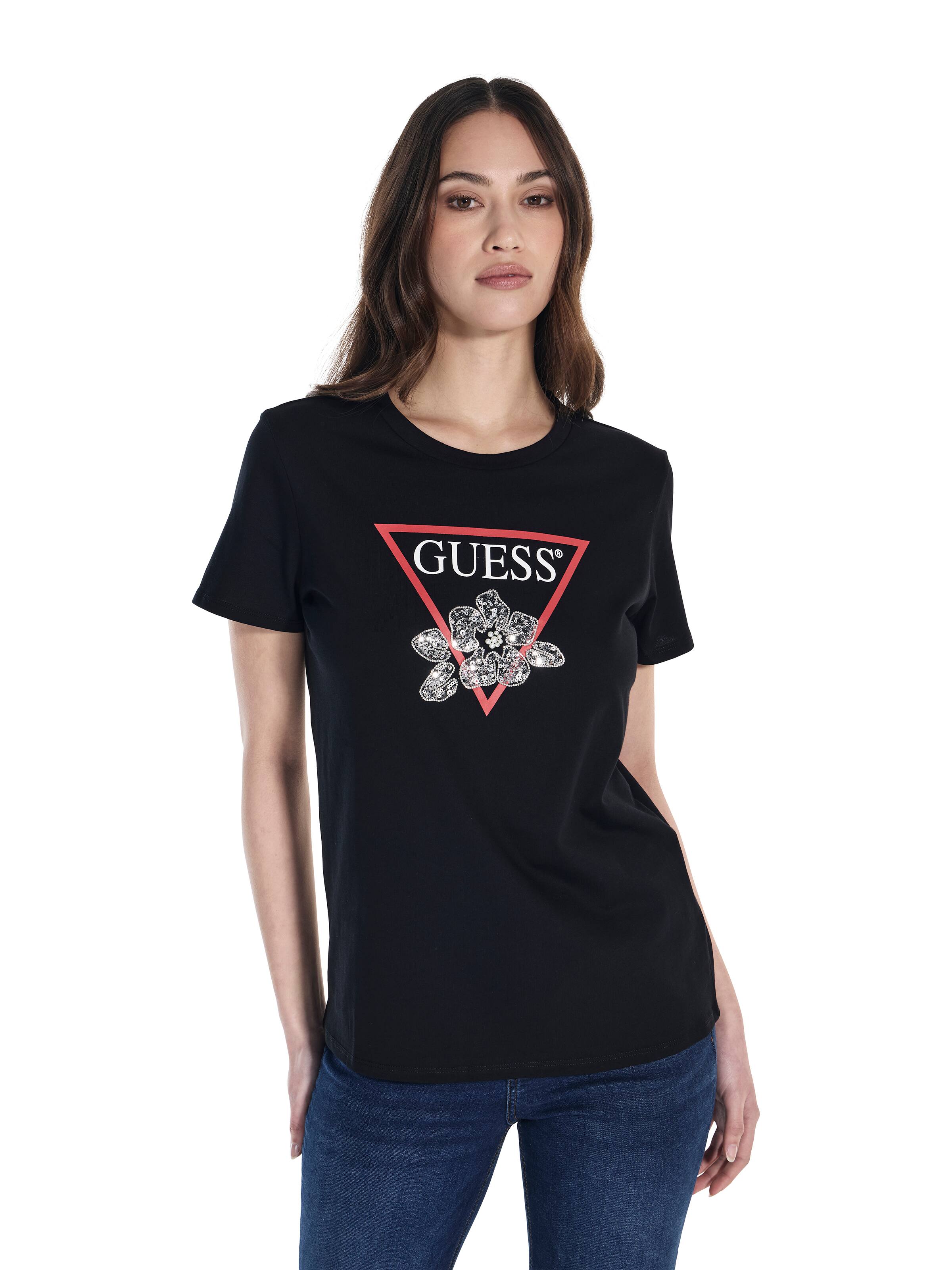 Flower Bling Tee In Black
