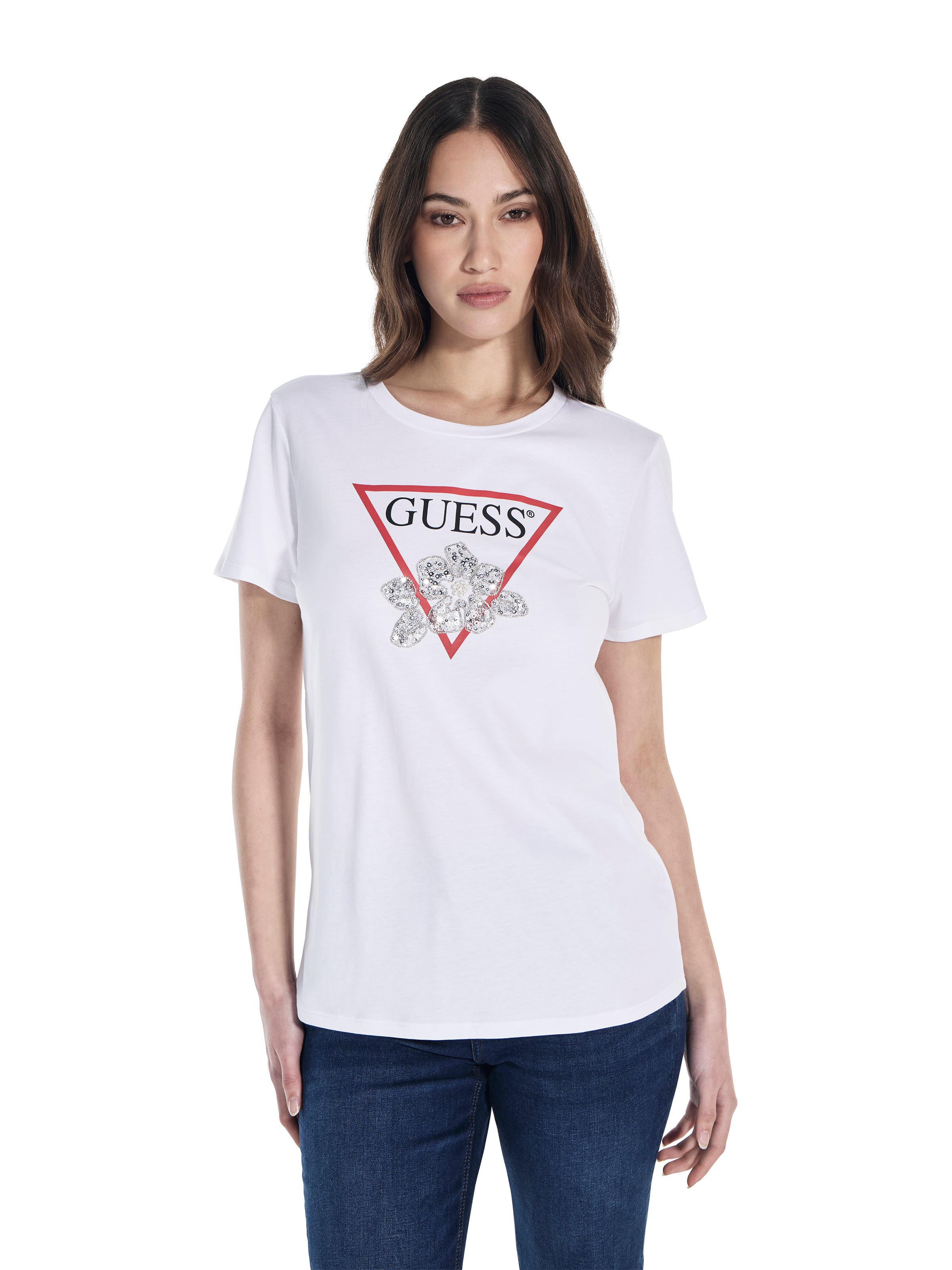 Flower Bling Tee In White