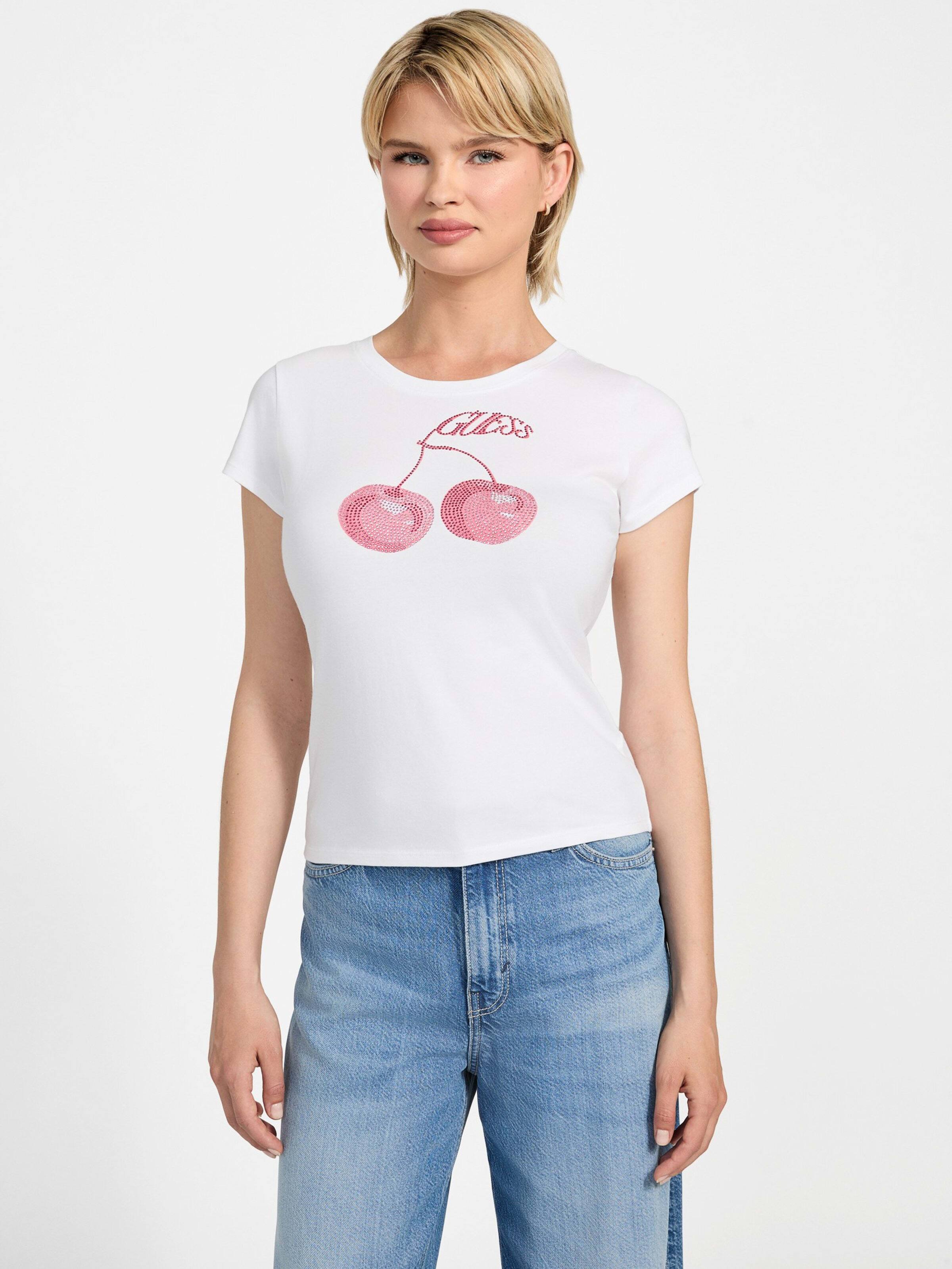 Wavy Cherry Tee In White