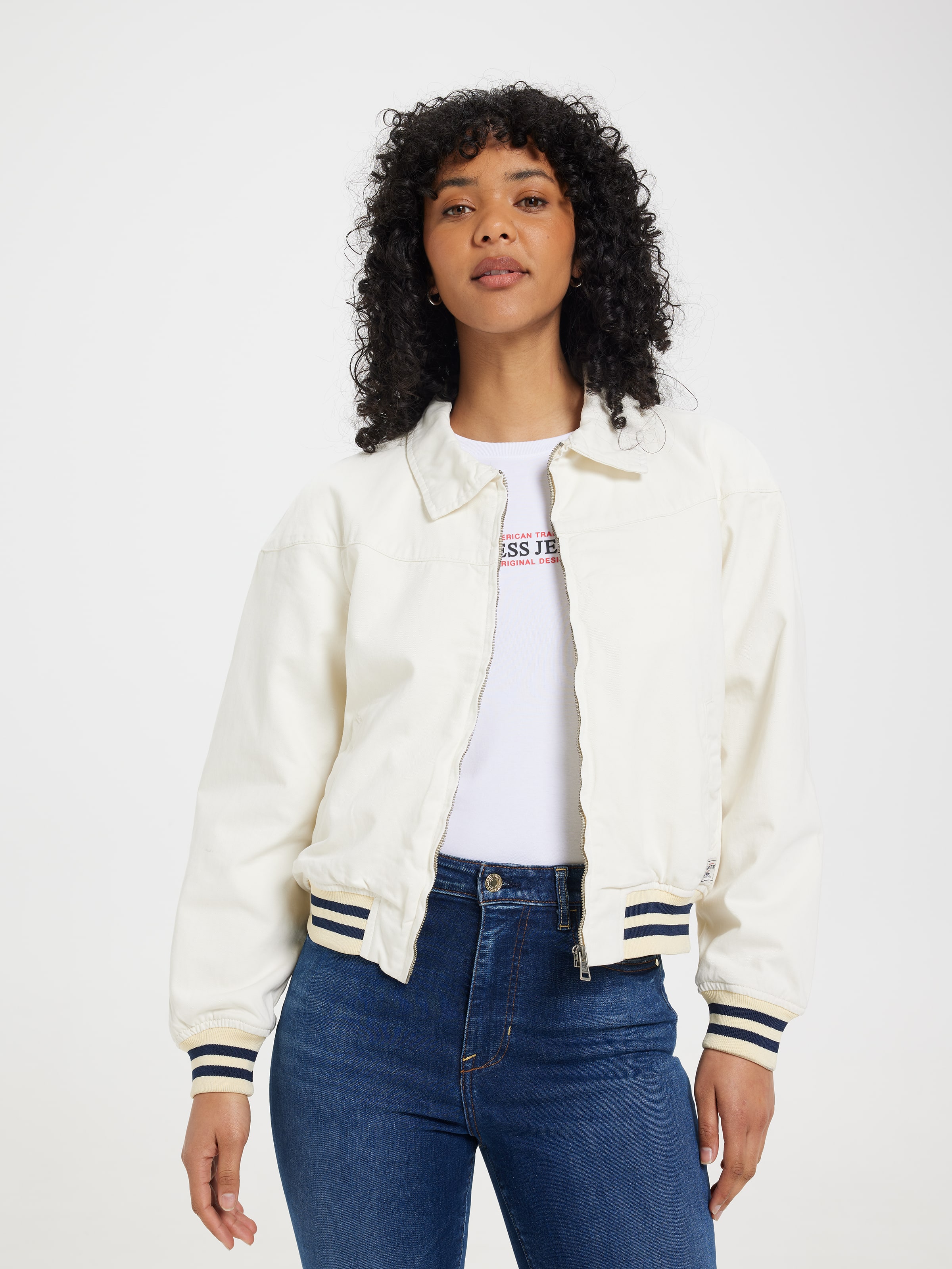 Full Zip Bomber Jacket In Sandy Shore